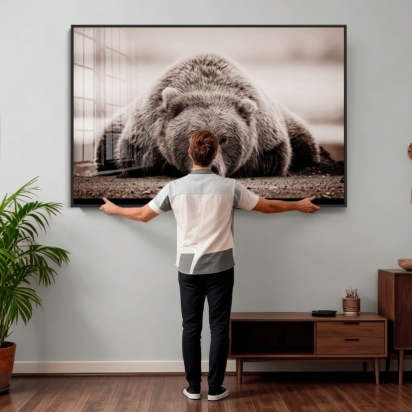 Grizzly Bear Wall Art Print - Bear Canvas Wall Art - Rustic