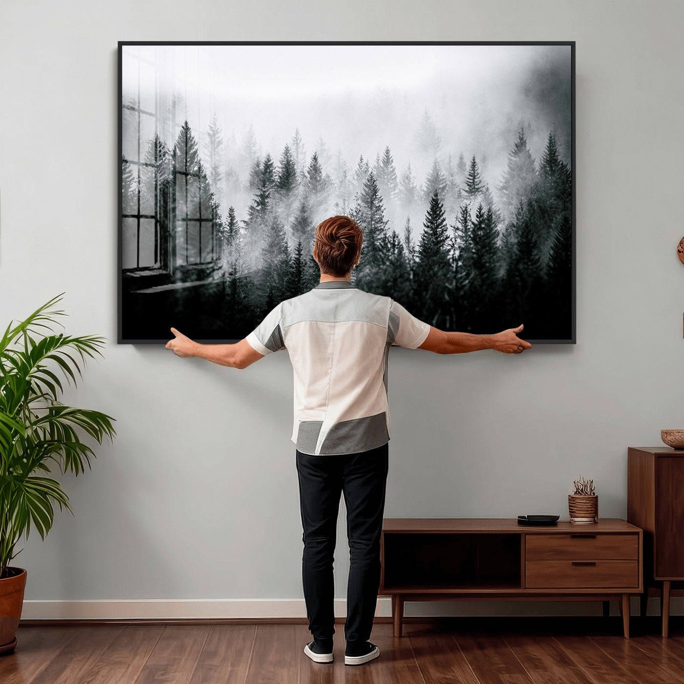 Foggy Forest Wall Art Canvas Print – Mountain Woodland