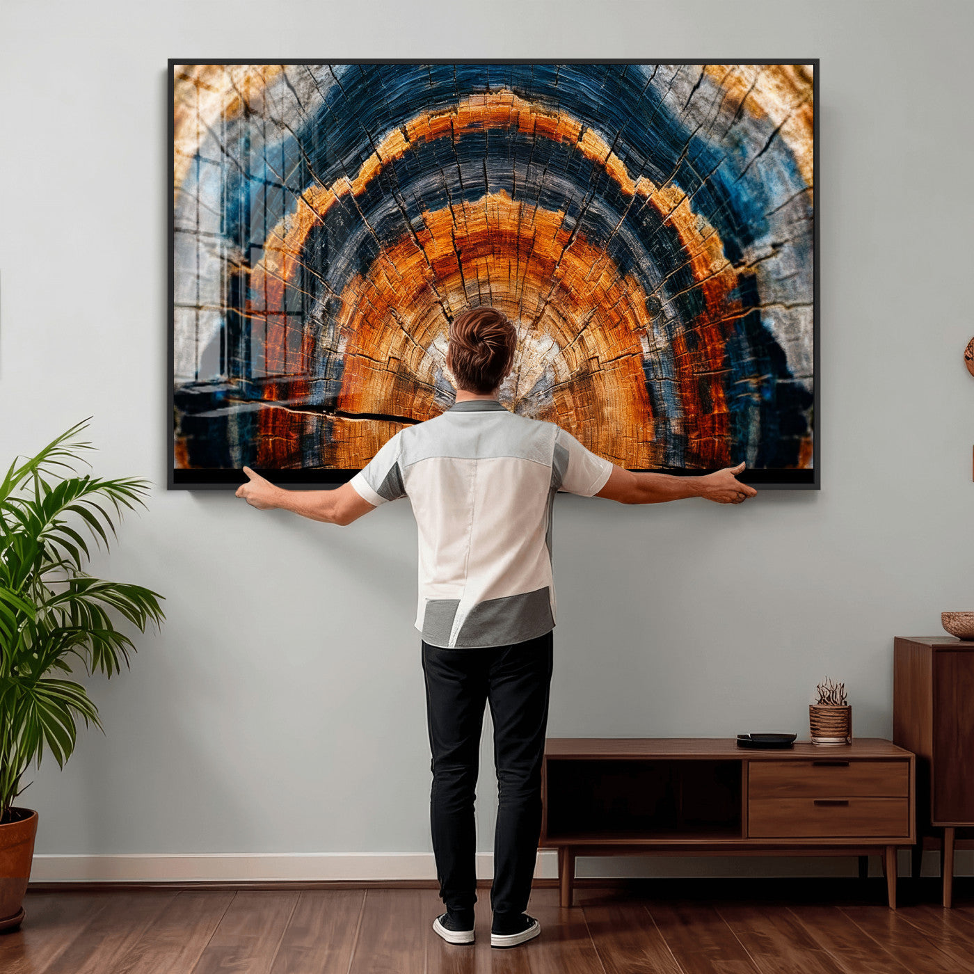 Abstract Wood Grain Canvas Print, Tree Ring Pattern Wall