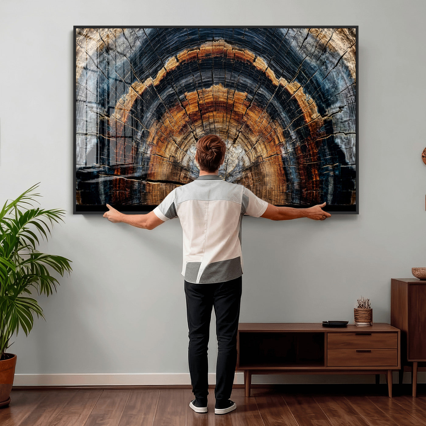 Abstract Wood Grain Canvas Print, Tree Ring Pattern Wall
