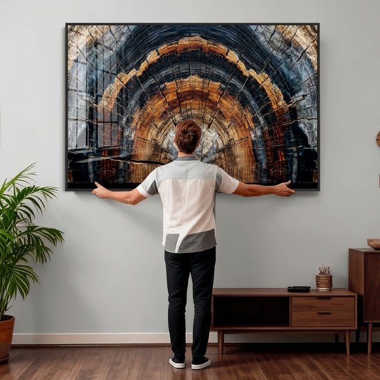 Abstract Wood Grain Canvas Print, Tree Ring Pattern Wall