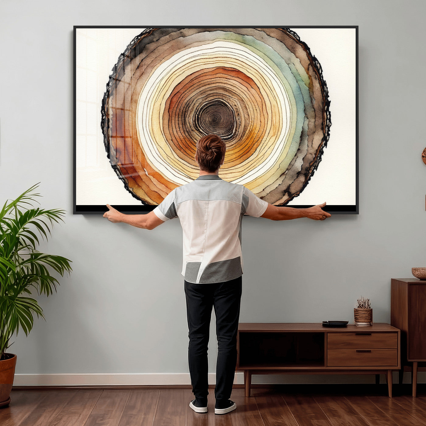 Natural Wood Slice Wall Art Canvas Print, Tree Ring Wall