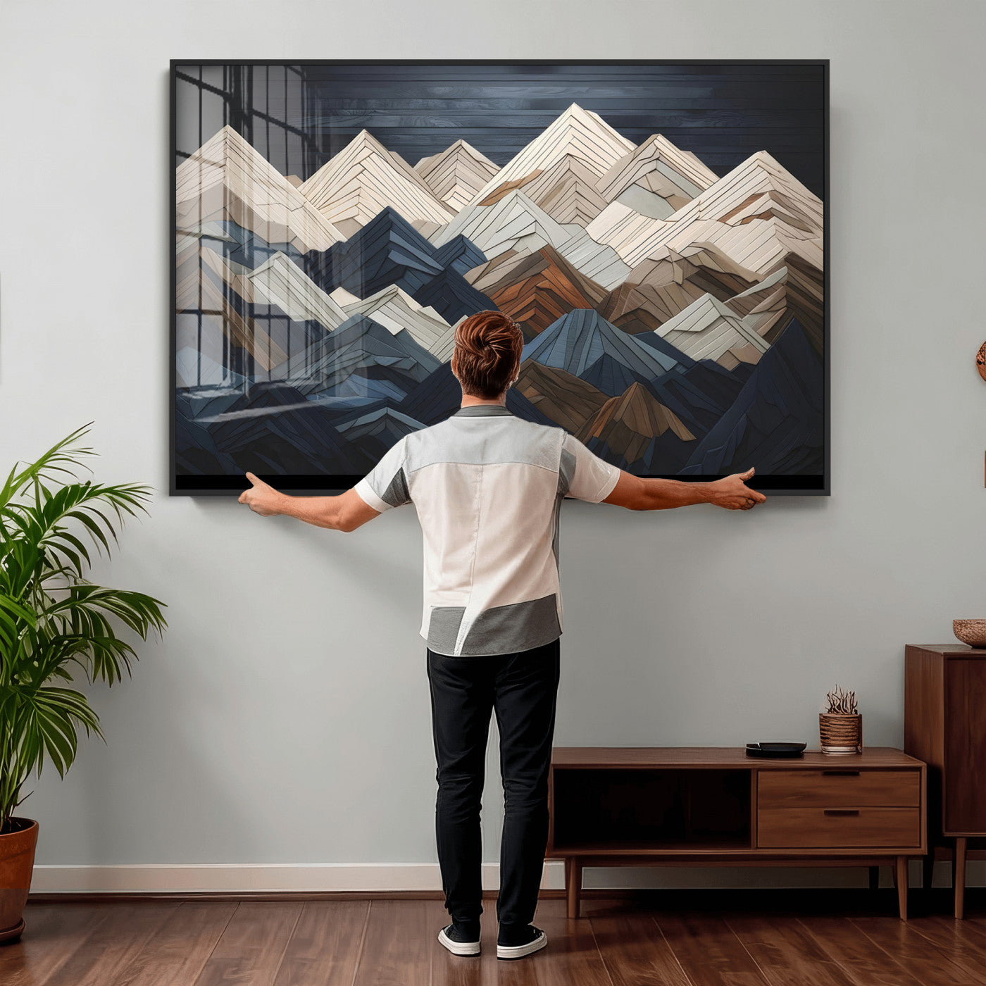 Wood Mountain Wall Art | Mountain Canvas Print Wood Decor |