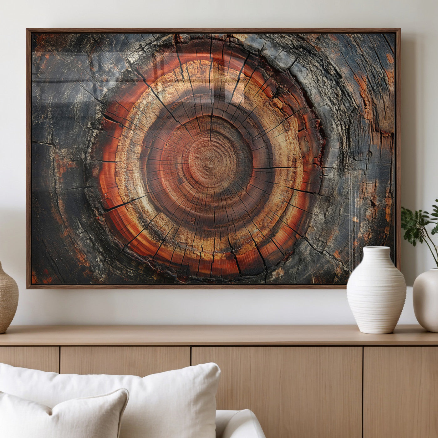 Wood Grain Canvas Wall Art - Framed Abstract Tree Ring