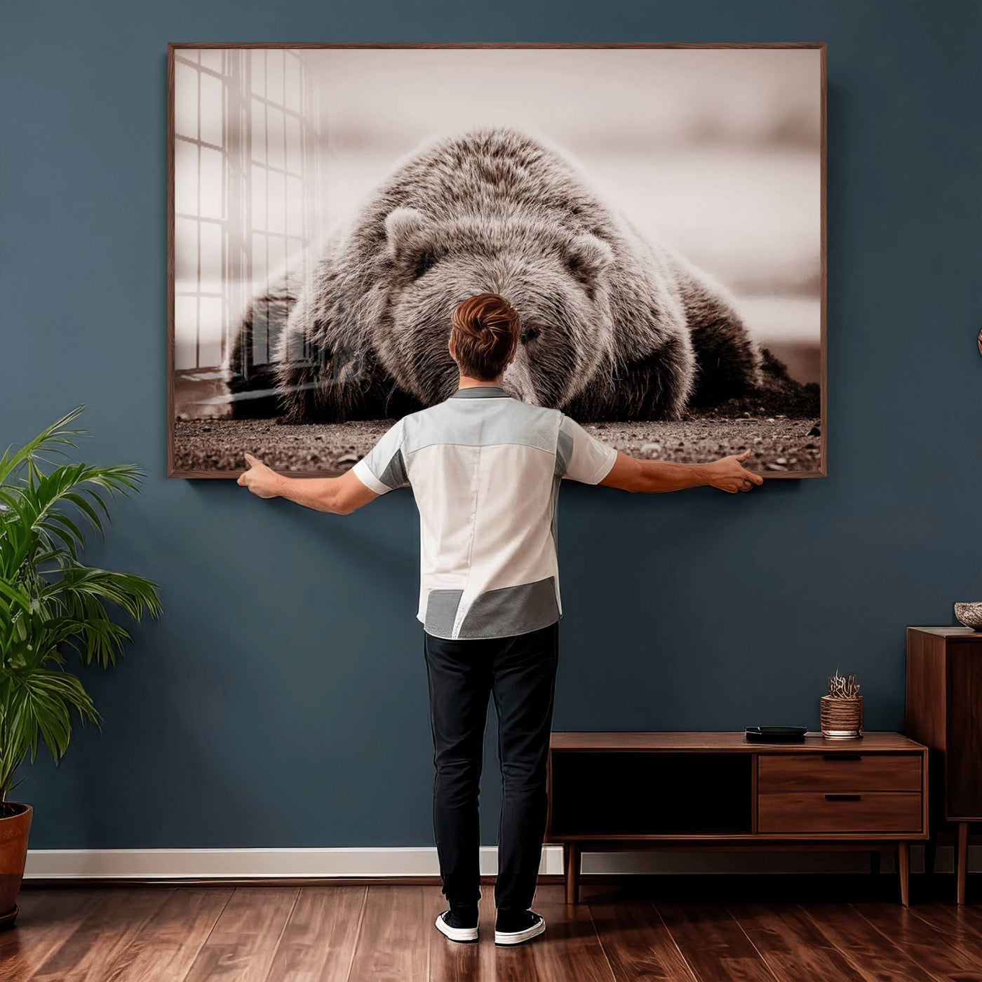 Grizzly Bear Wall Art Print - Bear Canvas Wall Art - Rustic