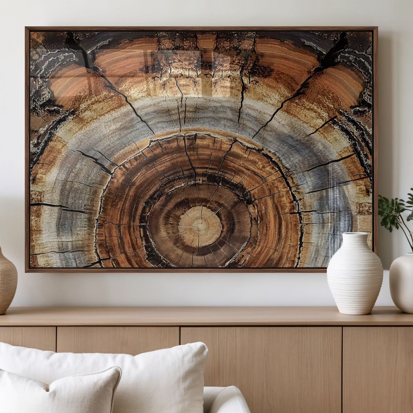 Tree Rings Wall Art Canvas Print – Rustic Wood Texture