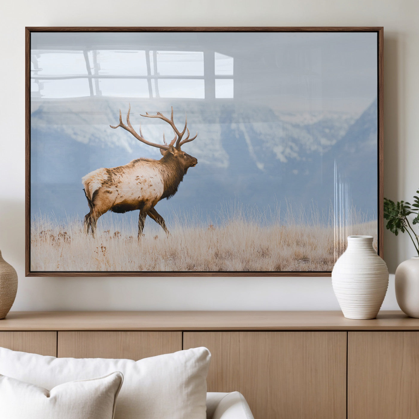 Elk Wall Art Canvas Print – Framed Mountain Wildlife Art