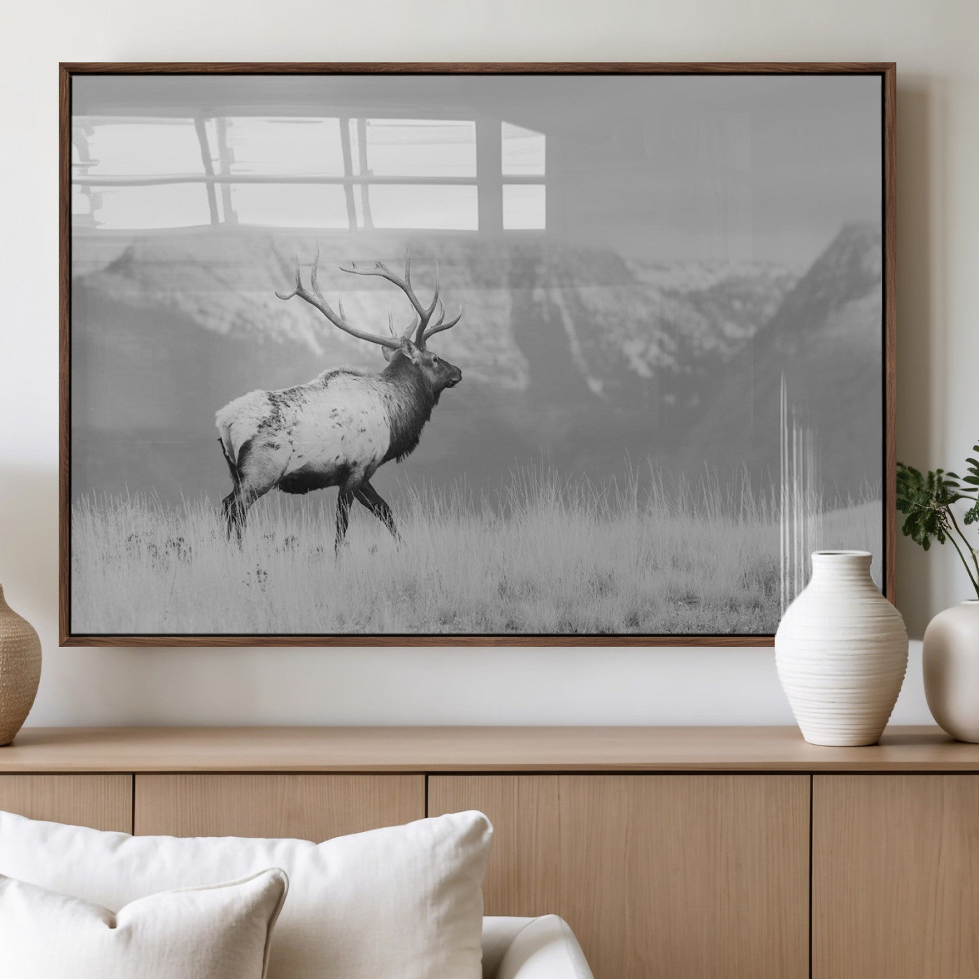 Elk Photography Wall Art Canvas Print, Framed Mountain