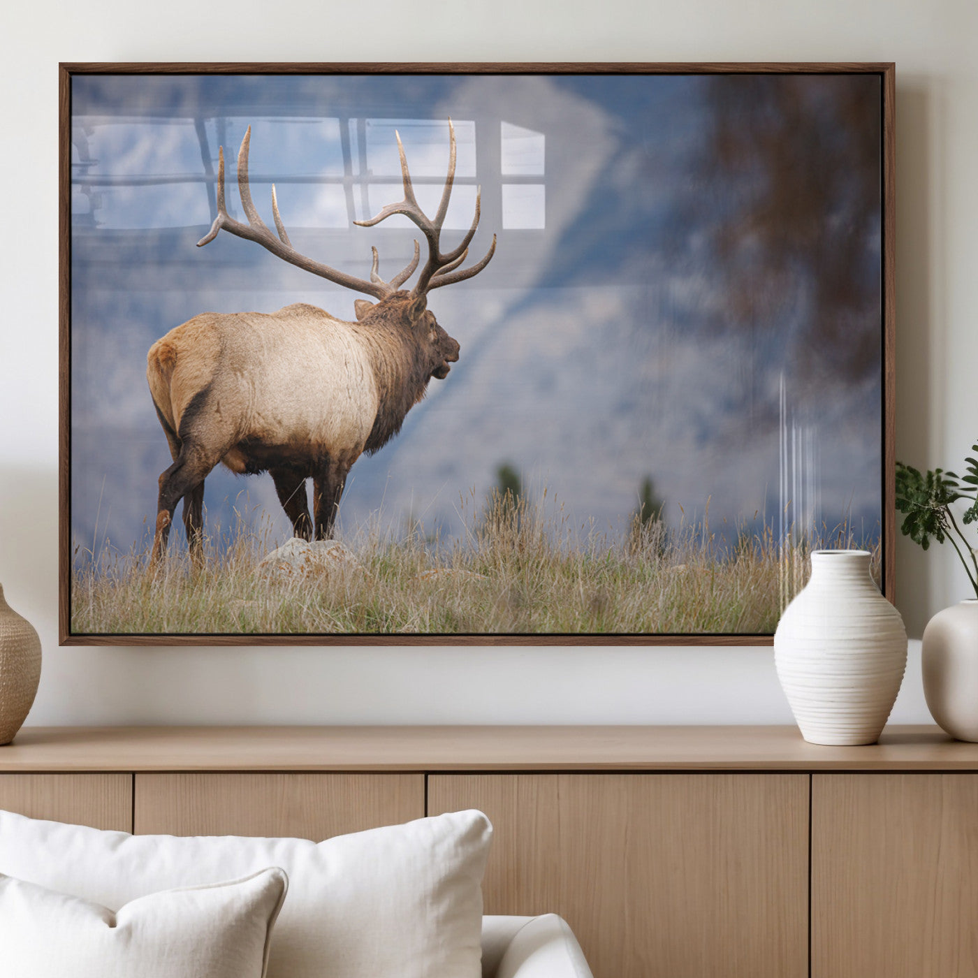 Mountain Elk Wall Art Canvas Print – Framed Rustic Wildlife