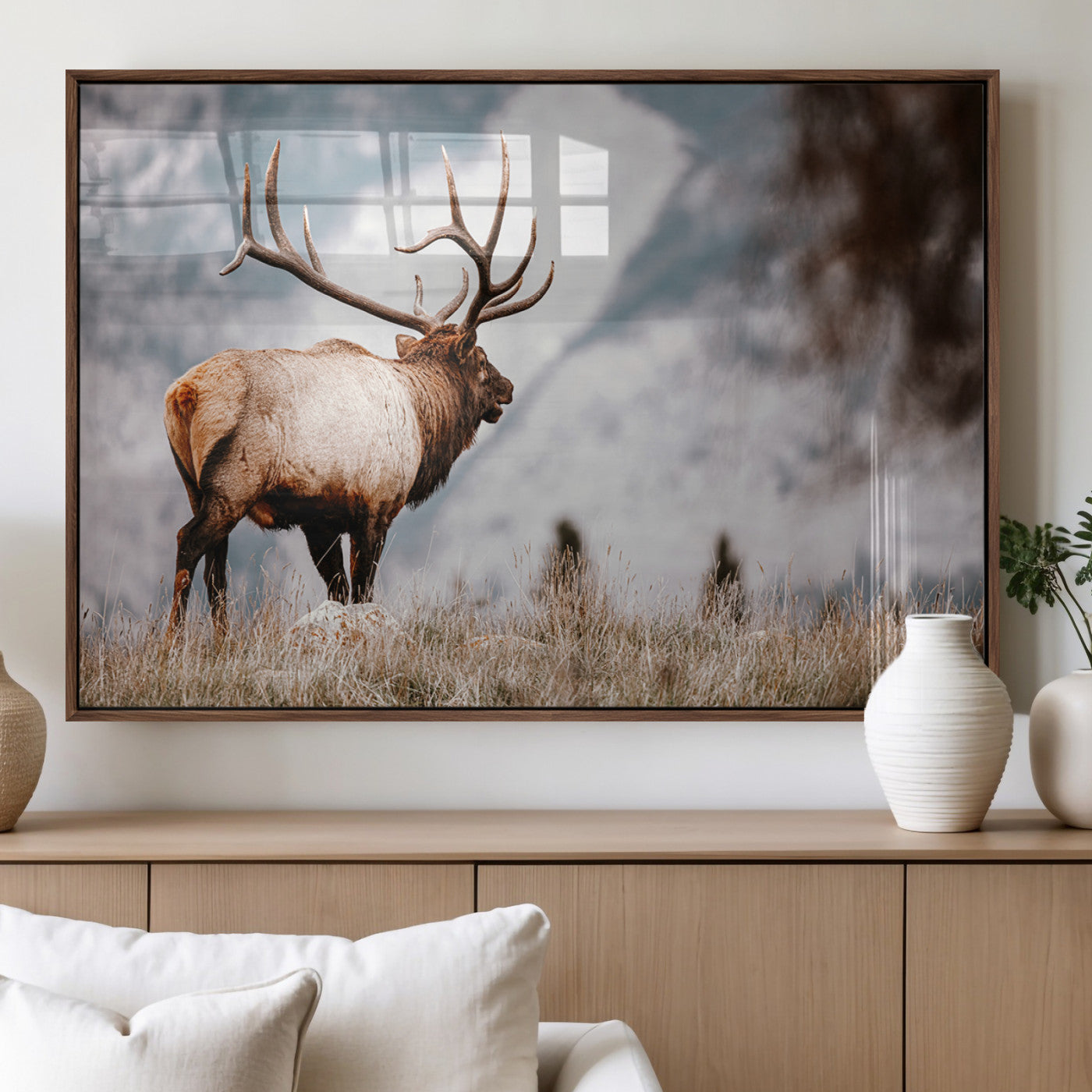 Elk Photography Wall Art Canvas Print – Framed Mountain
