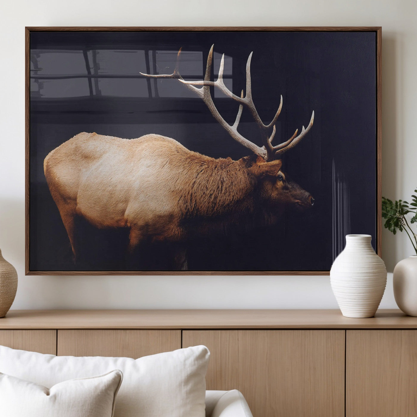 Bull Elk Decor Wall Art Canvas Print – Framed Elk