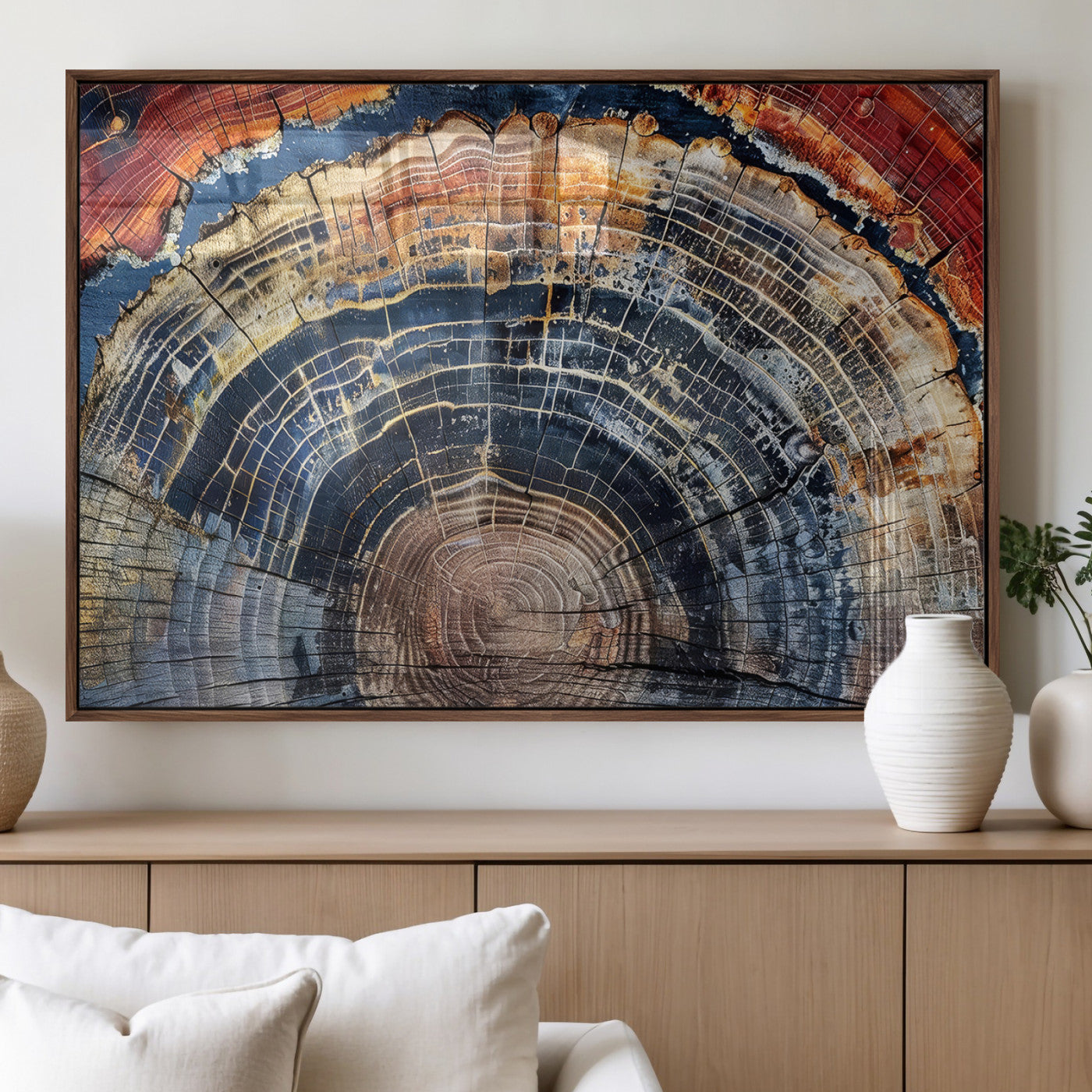 Tree Rings Wall Art Canvas Print – Framed Petrified Wood
