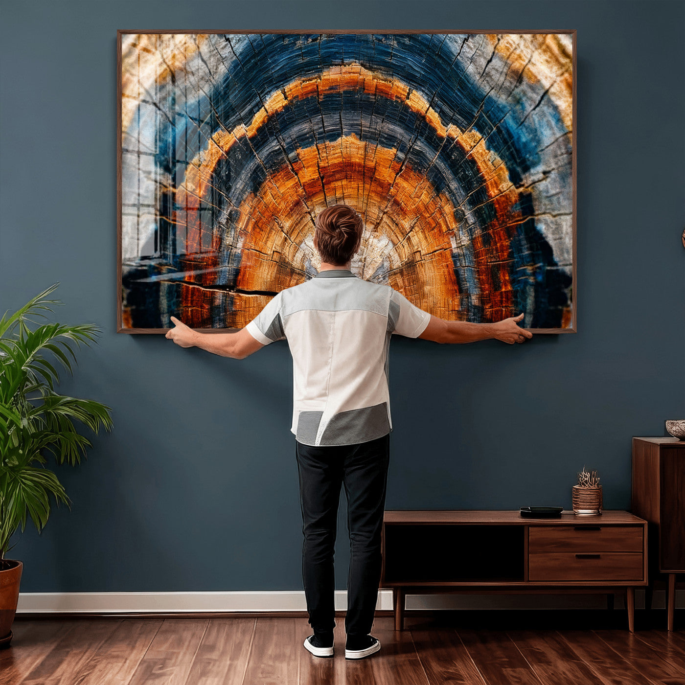 Abstract Wood Grain Canvas Print, Tree Ring Pattern Wall