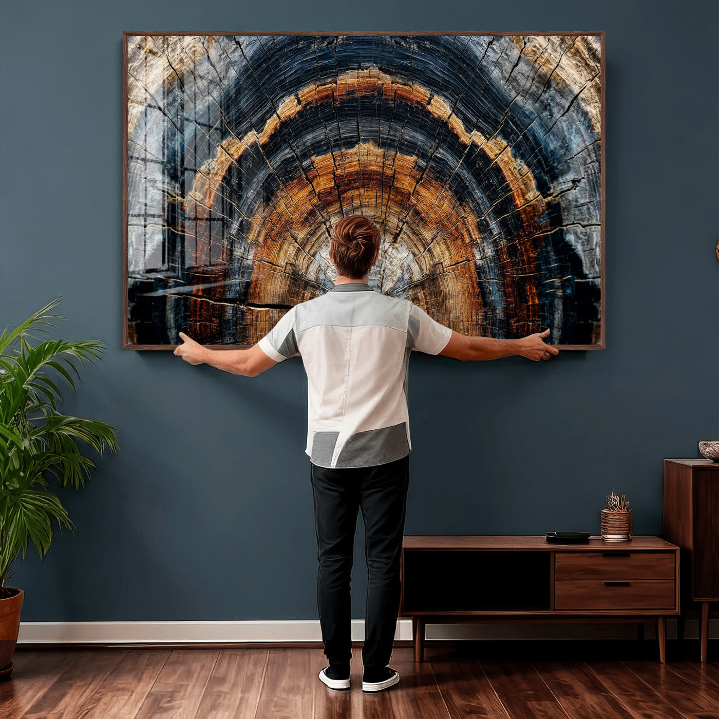 Abstract Wood Grain Canvas Print, Tree Ring Pattern Wall