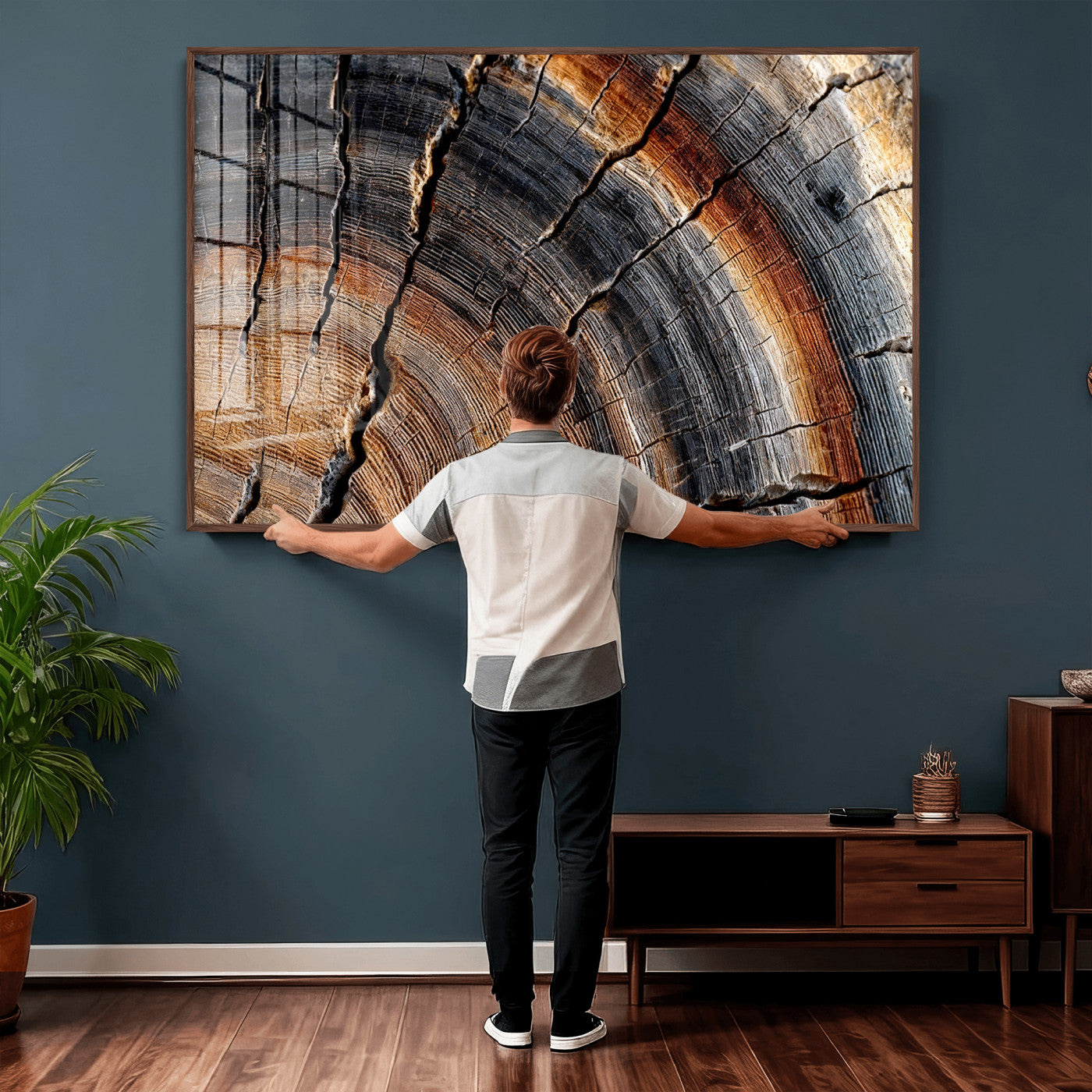 Abstract Tree Ring Wall Art Print – Natural Rustic Wood