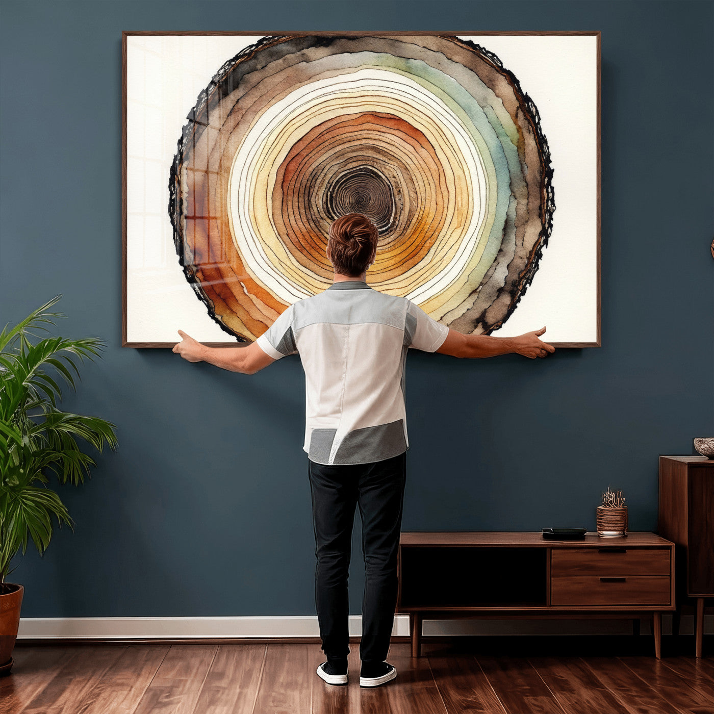Natural Wood Slice Wall Art Canvas Print, Tree Ring Wall