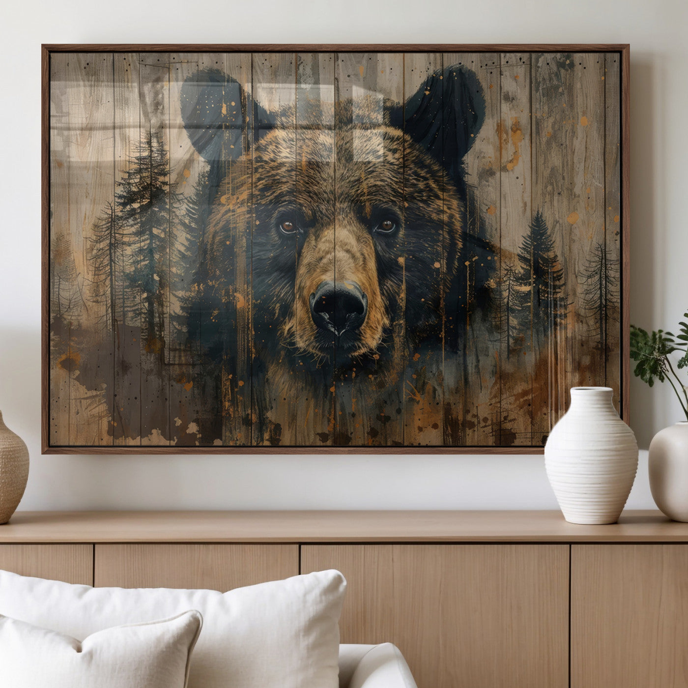 Abstract 399 Bear Wall Art | Rustic Cabin Wall Decor with