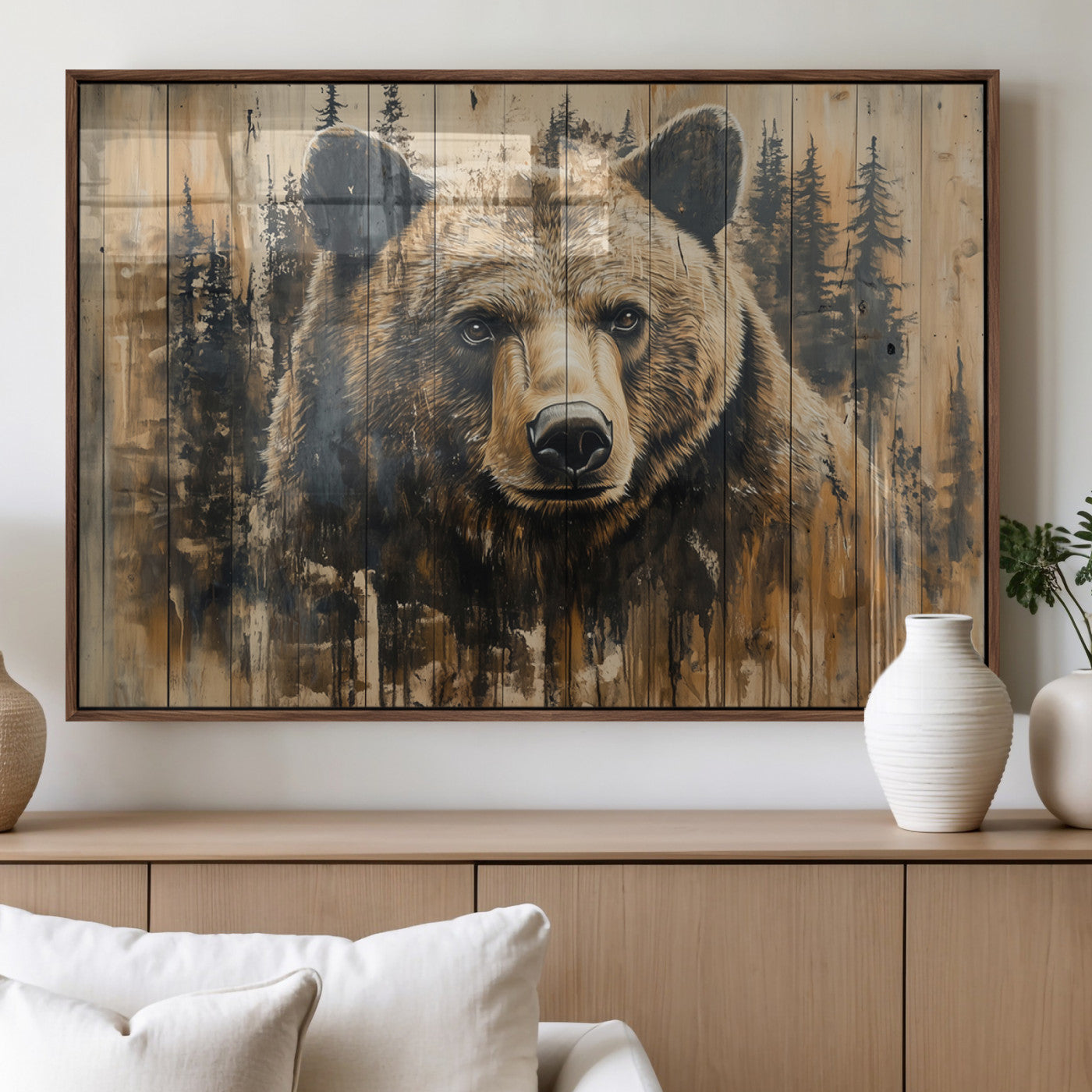 Majestic Grizzly 399 Bear Wall Art | 3-Panel Rustic Canvas