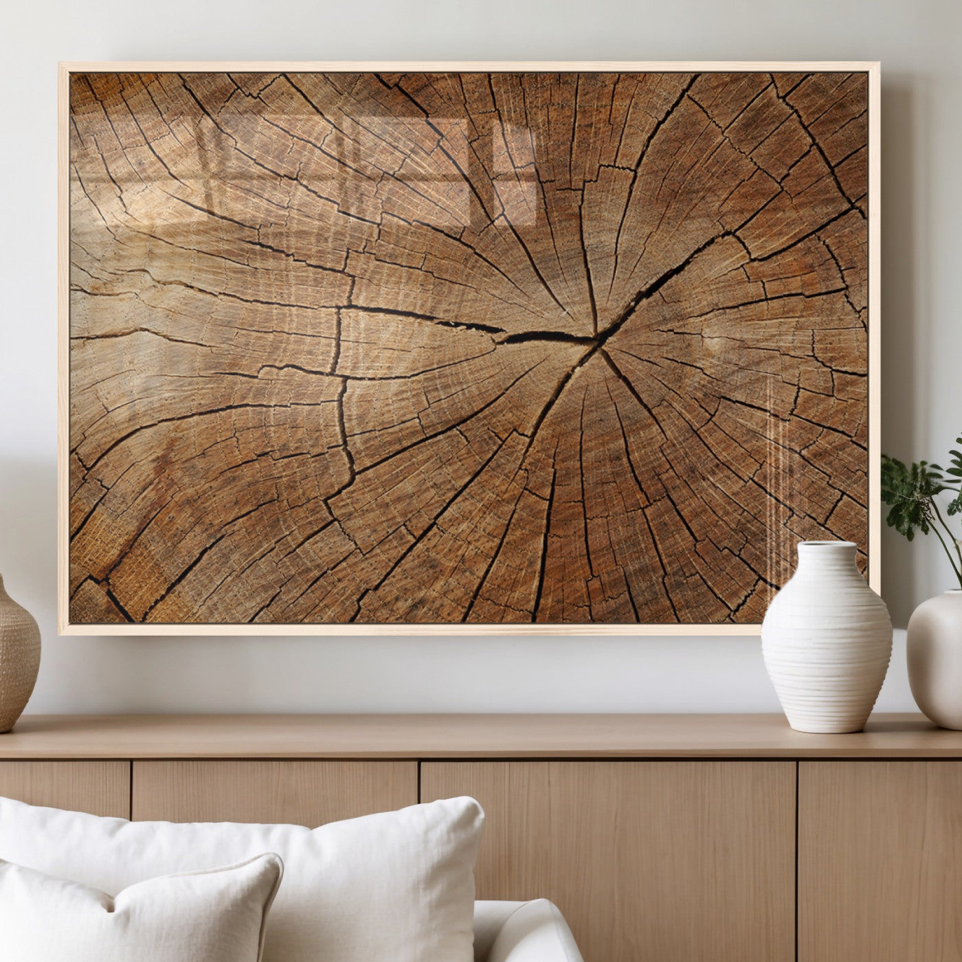 Tree Ring Canvas Art, Rustic Wood Grain Wall Art, Tree Slice