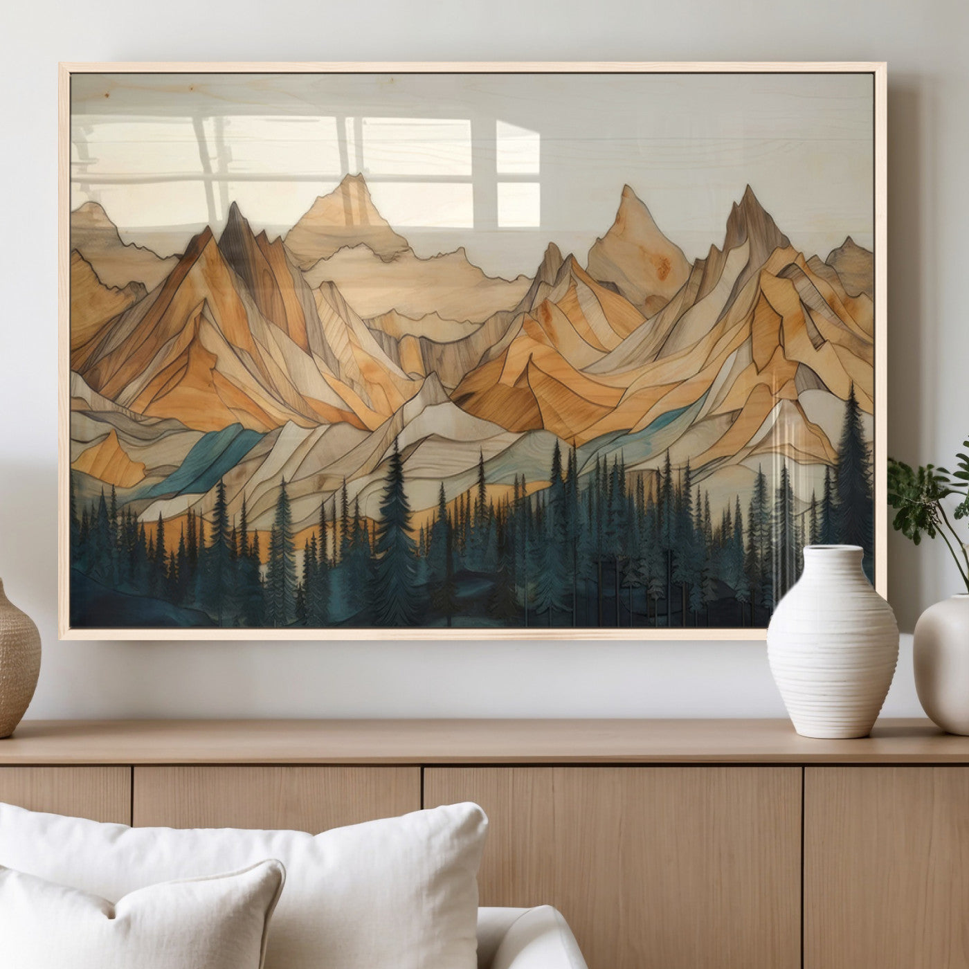 Rustic Wood Mountain Wall Art Print | Triptych Giclee Print