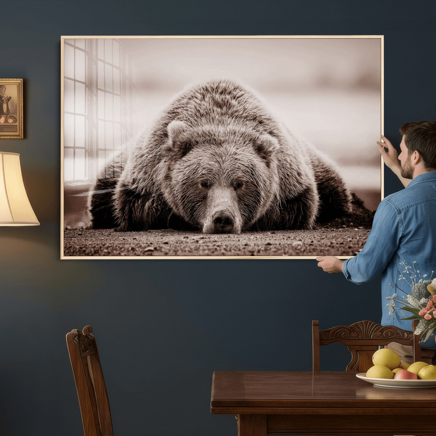 Grizzly Bear Wall Art Print - Bear Canvas Wall Art - Rustic