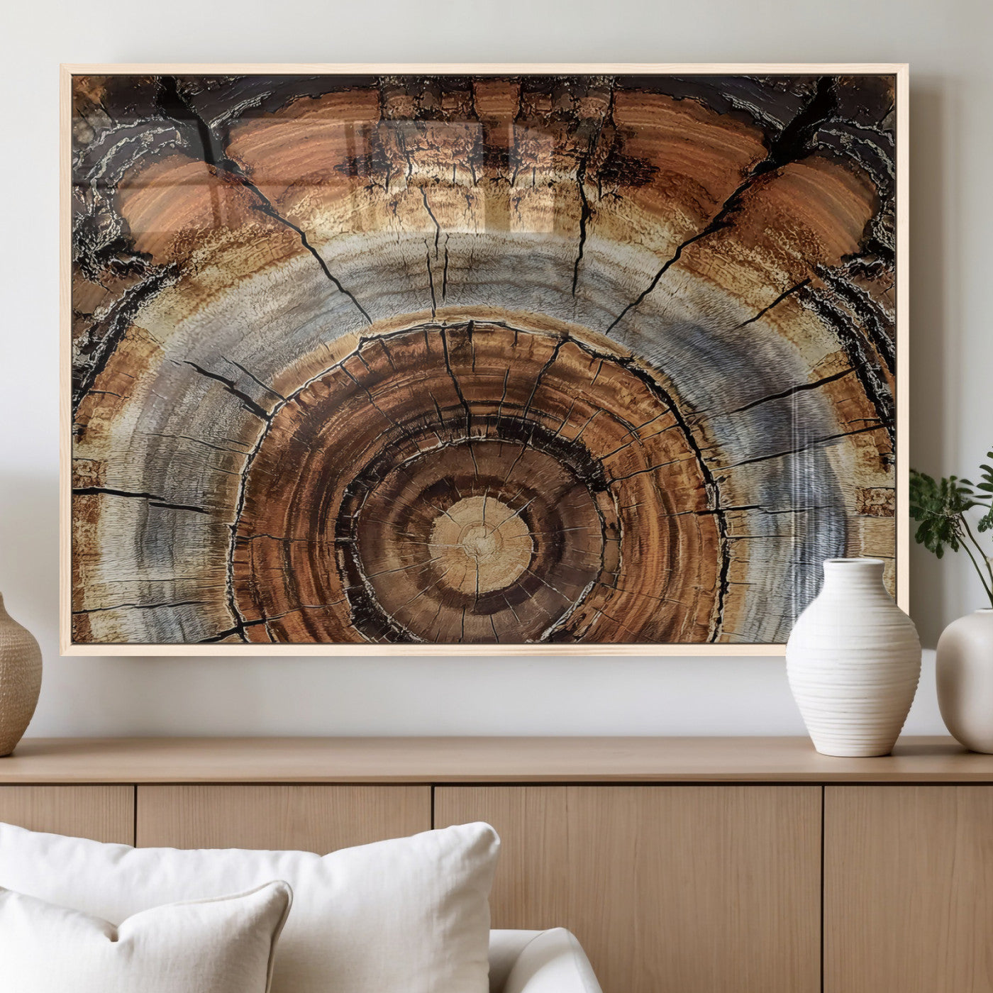 Tree Rings Wall Art Canvas Print – Rustic Wood Texture
