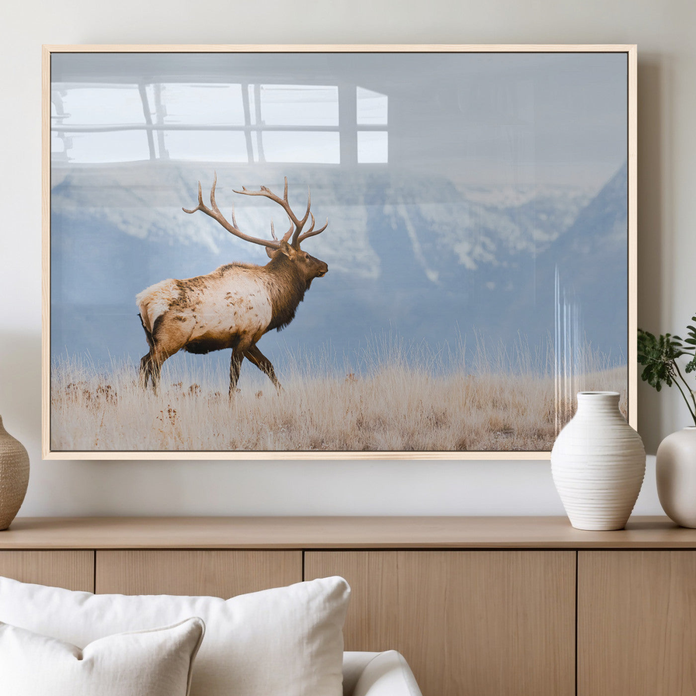 Elk Wall Art Canvas Print – Framed Mountain Wildlife Art