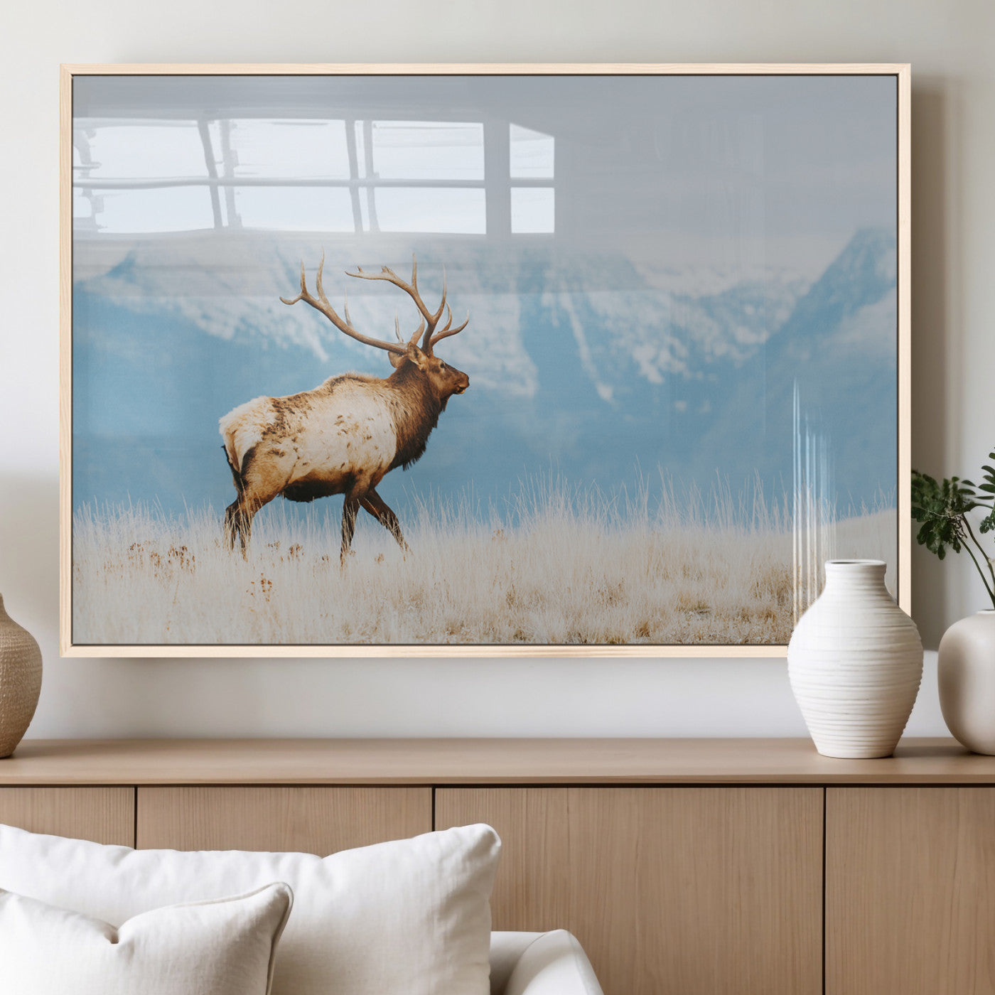 Mountain Elk Wall Art Canvas Print – Framed Rustic Wildlife