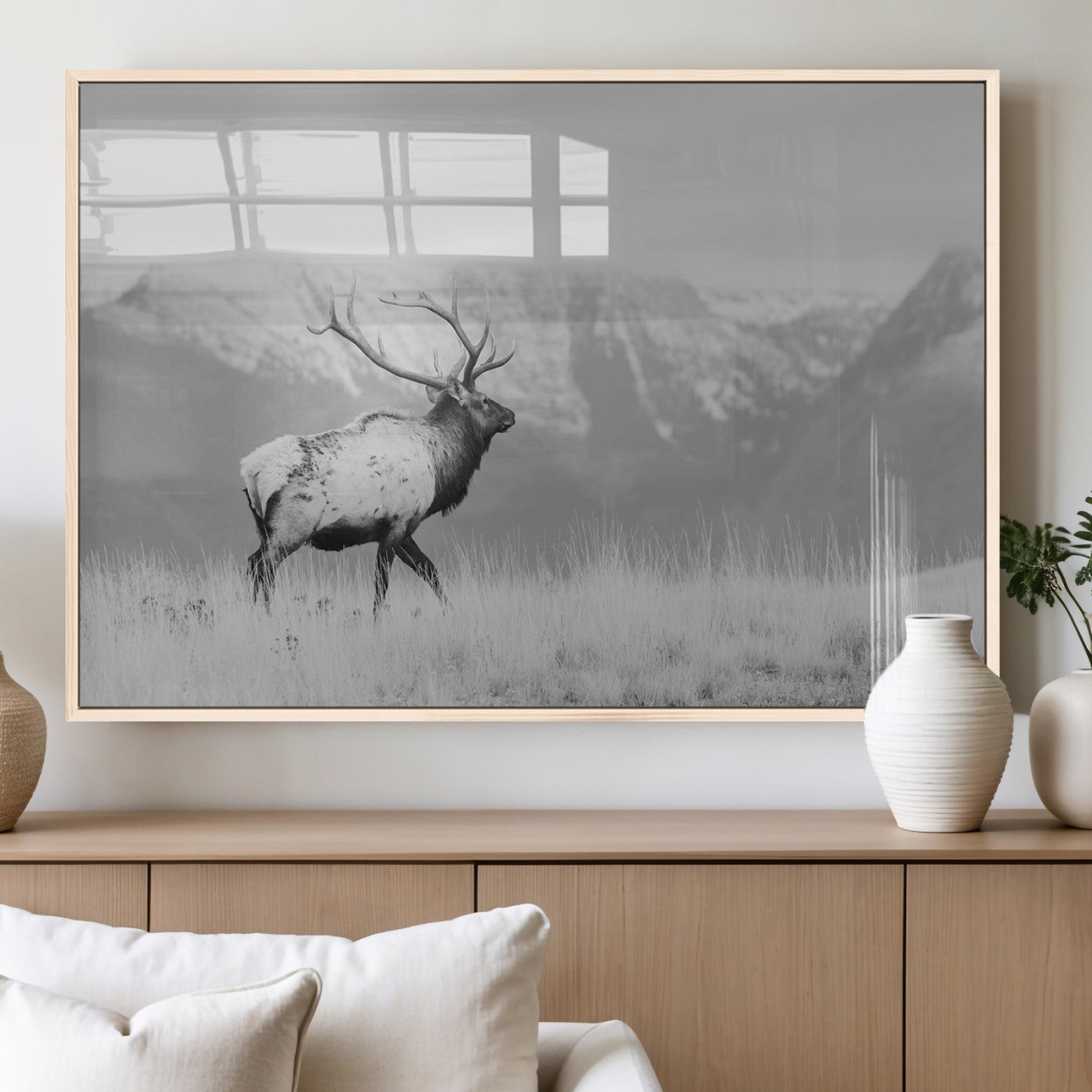 Elk Photography Wall Art Canvas Print, Framed Mountain