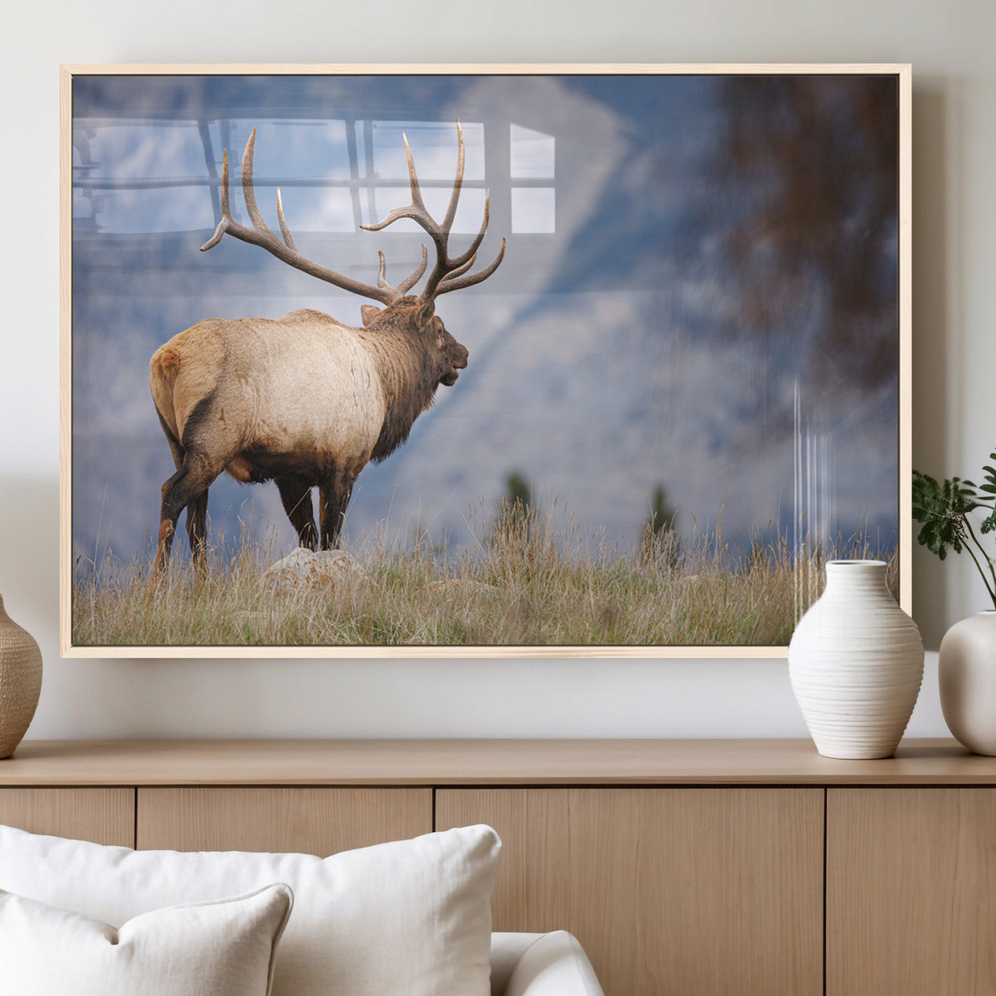 Mountain Elk Wall Art Canvas Print – Framed Rustic Wildlife
