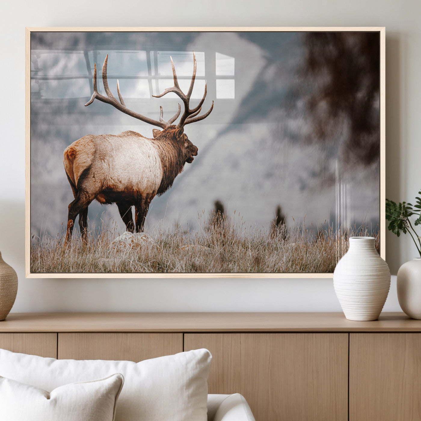 Elk Photography Wall Art Canvas Print – Framed Mountain