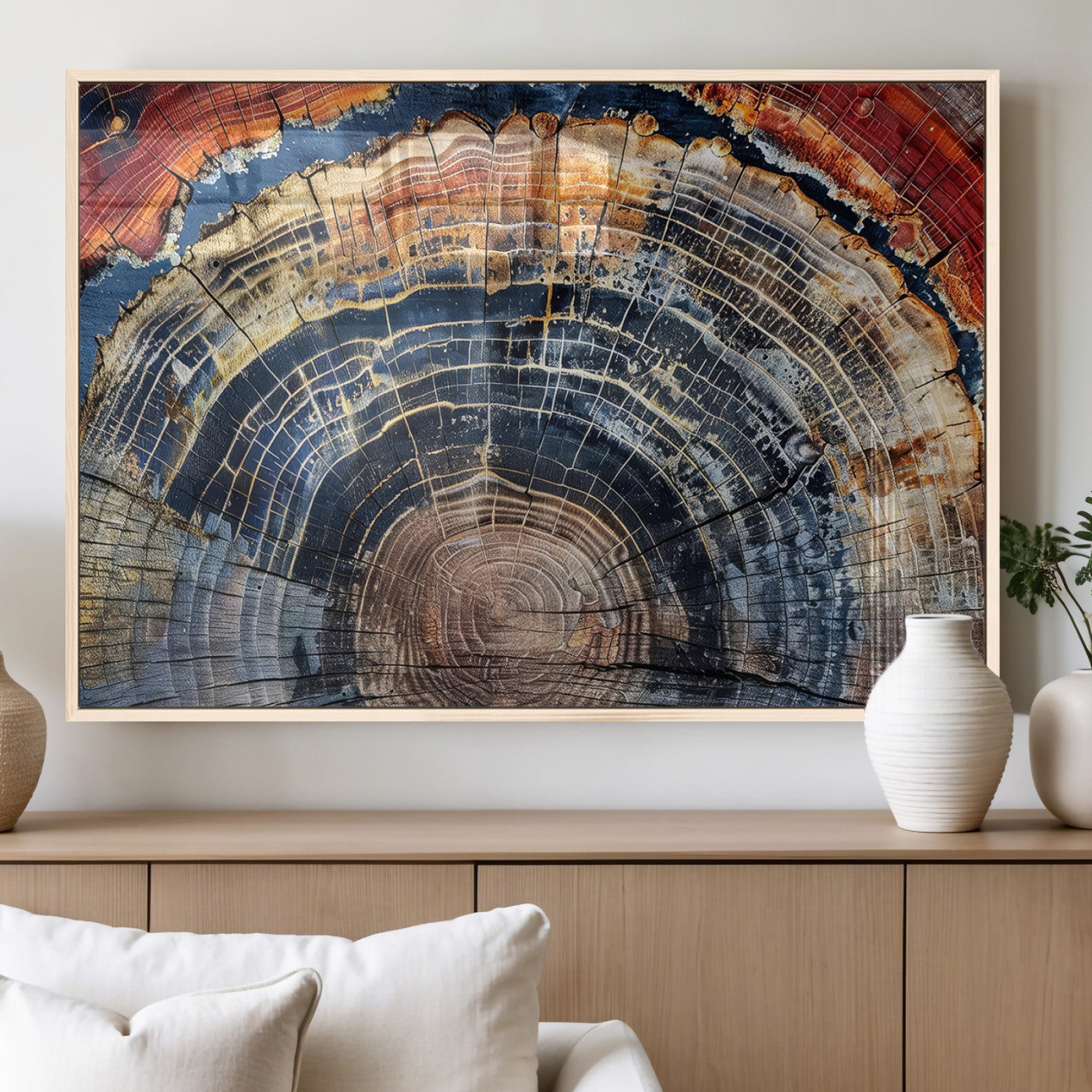 Tree Rings Wall Art Canvas Print – Framed Wood Art Picture