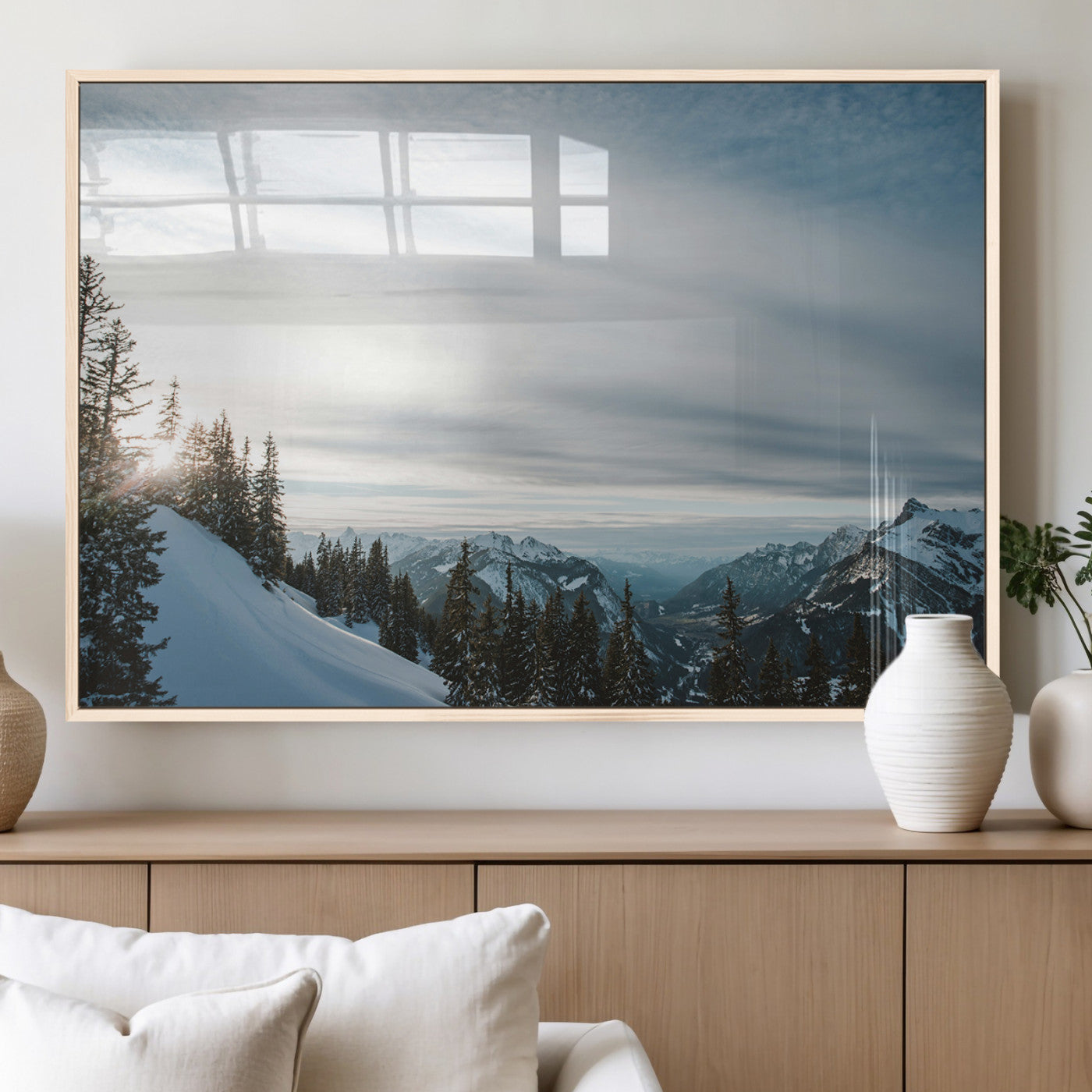 Snowy Mountains Wall Art Canvas Print – Framed Alpine