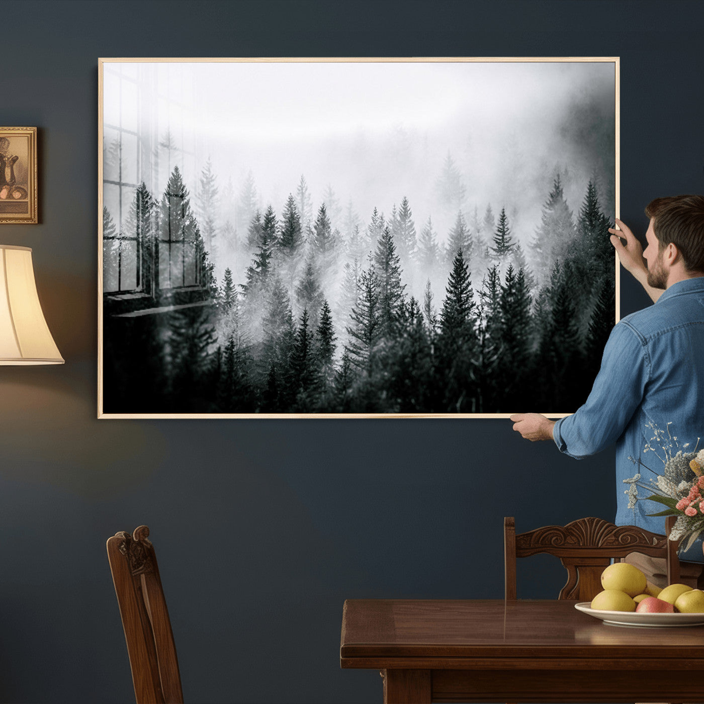 Foggy Forest Wall Art Canvas Print – Mountain Woodland