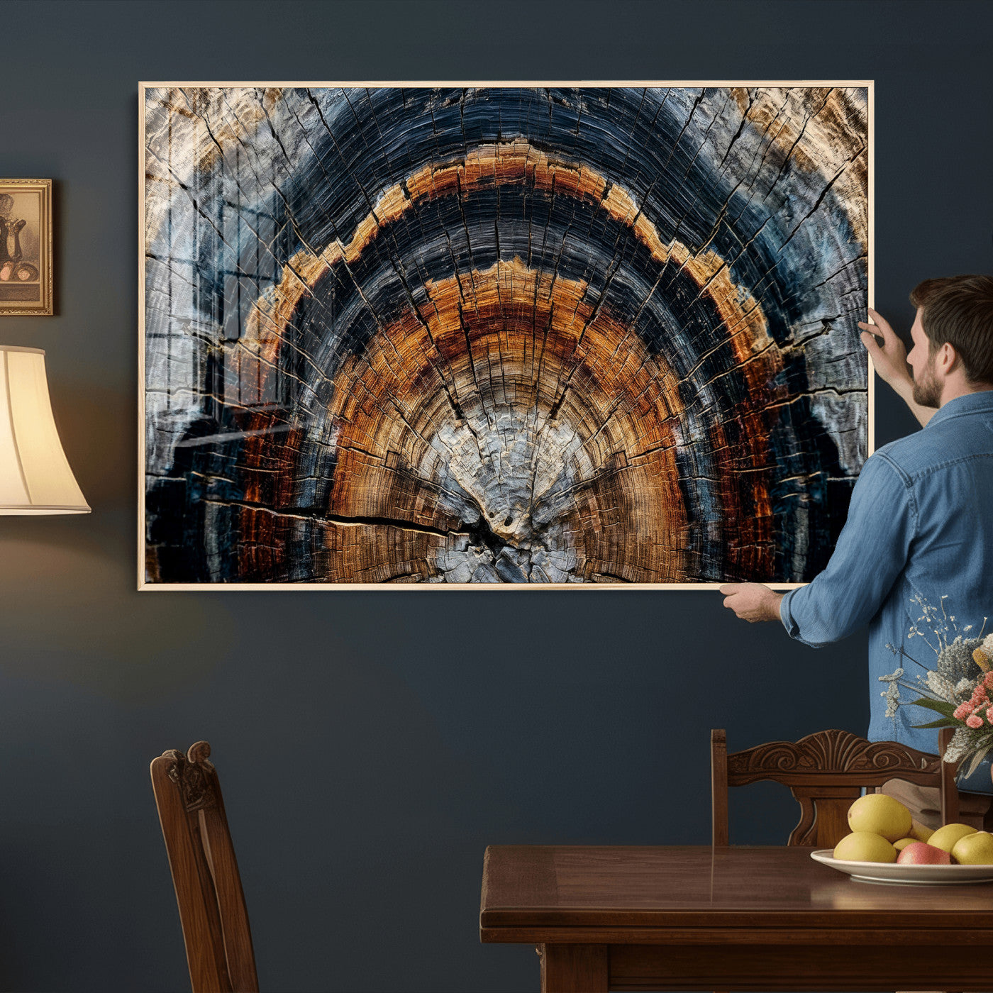 Abstract Wood Grain Canvas Print, Tree Ring Pattern Wall