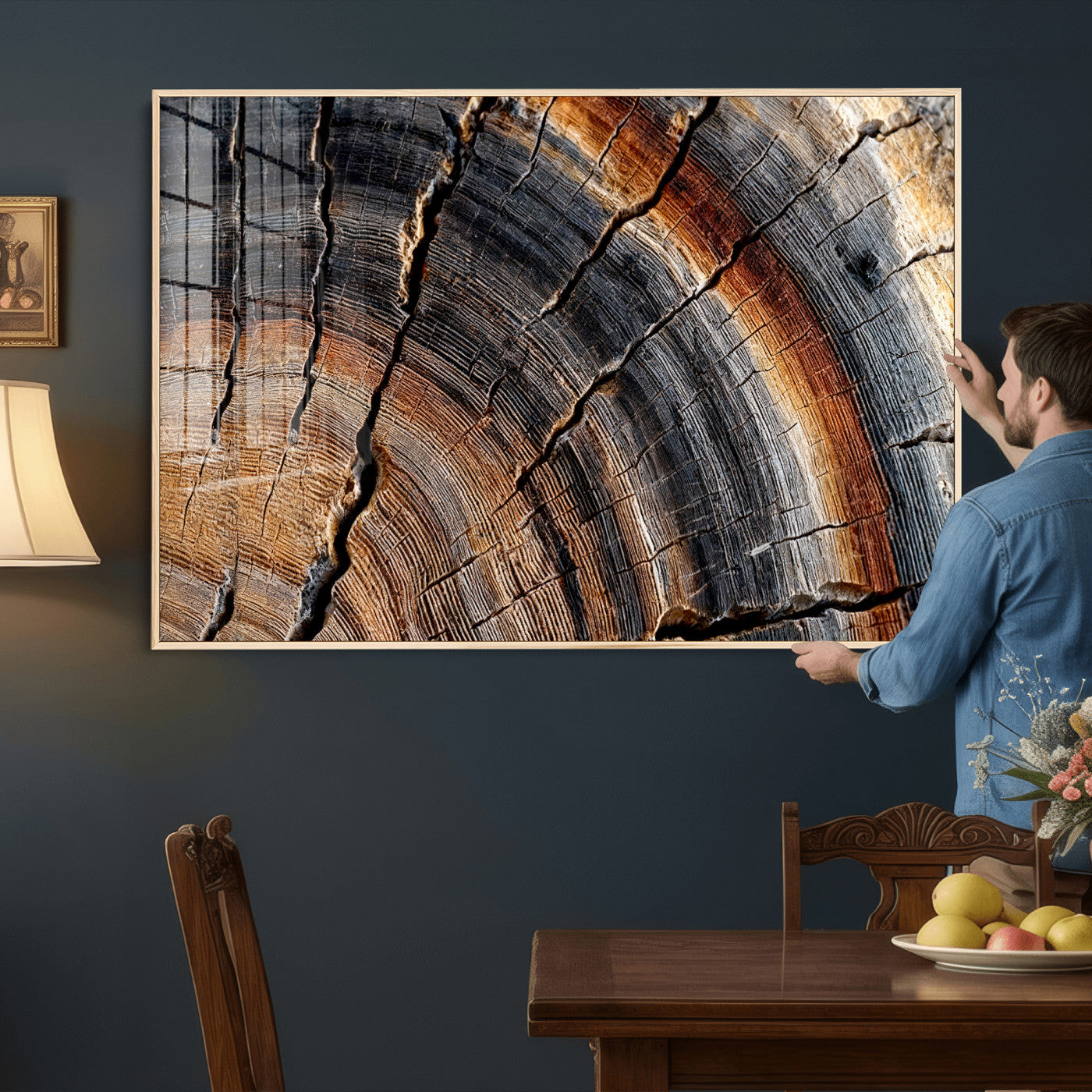 Abstract Tree Ring Wall Art Print – Natural Rustic Wood