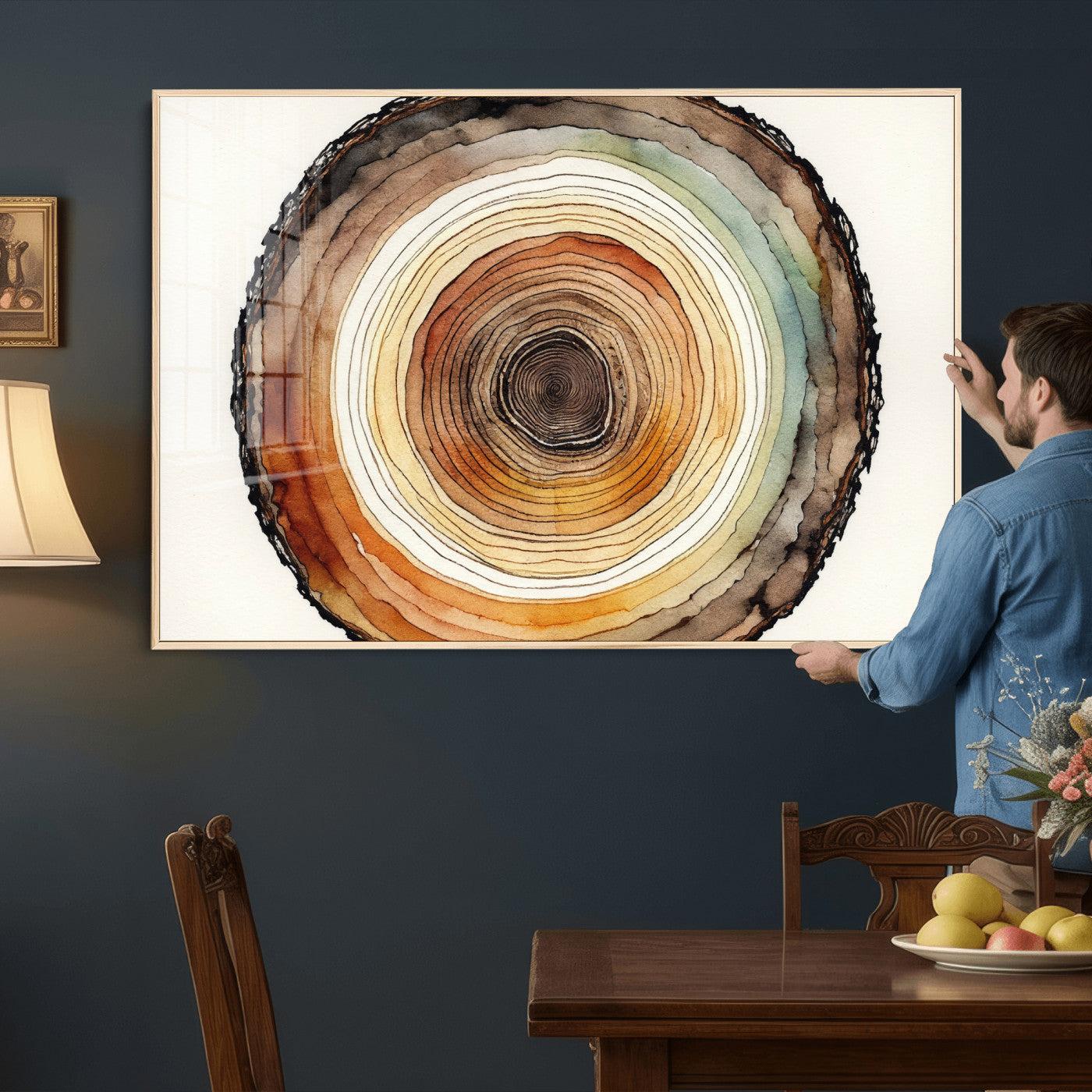 Natural Wood Slice Wall Art Canvas Print, Tree Ring Wall