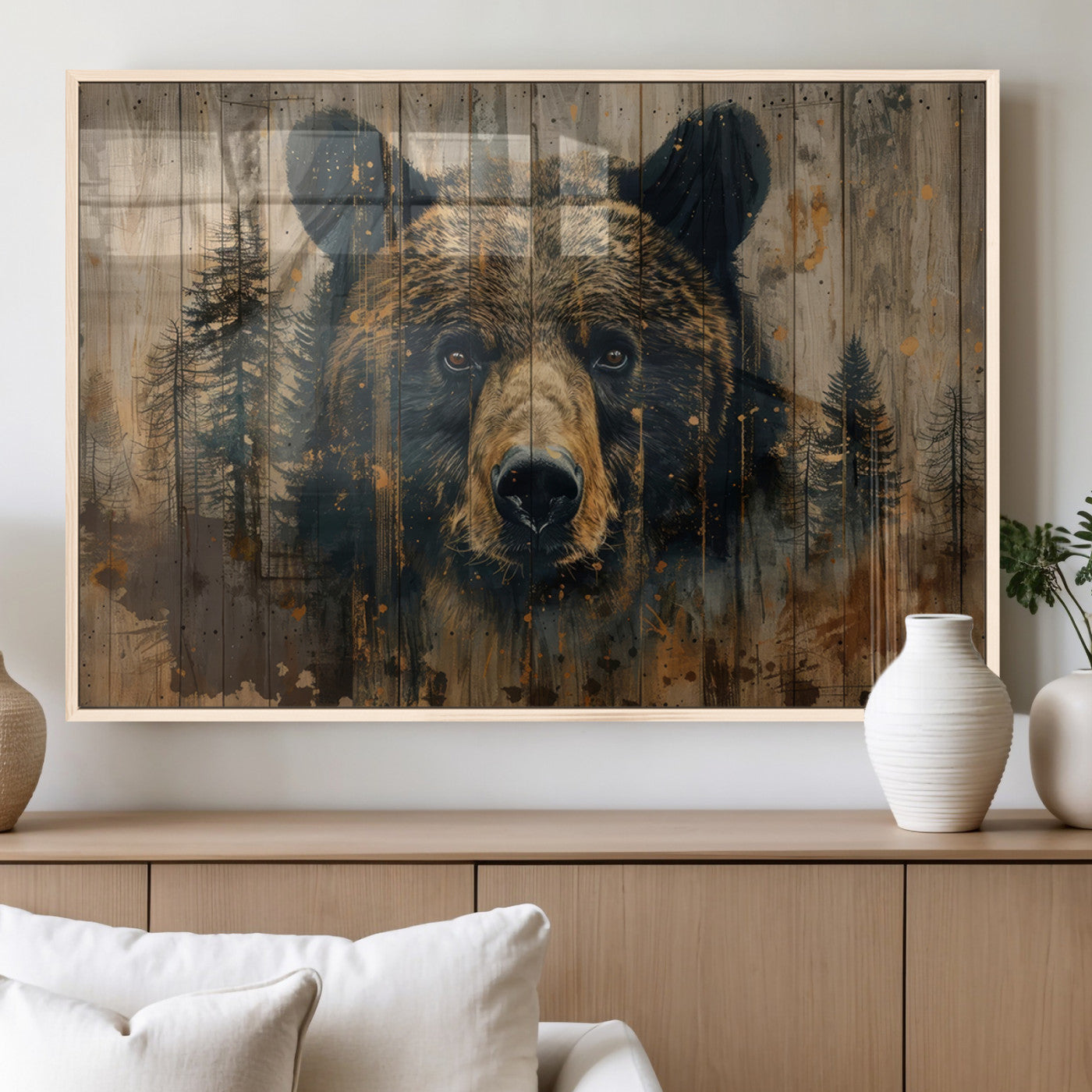Abstract 399 Bear Wall Art | Rustic Cabin Wall Decor with