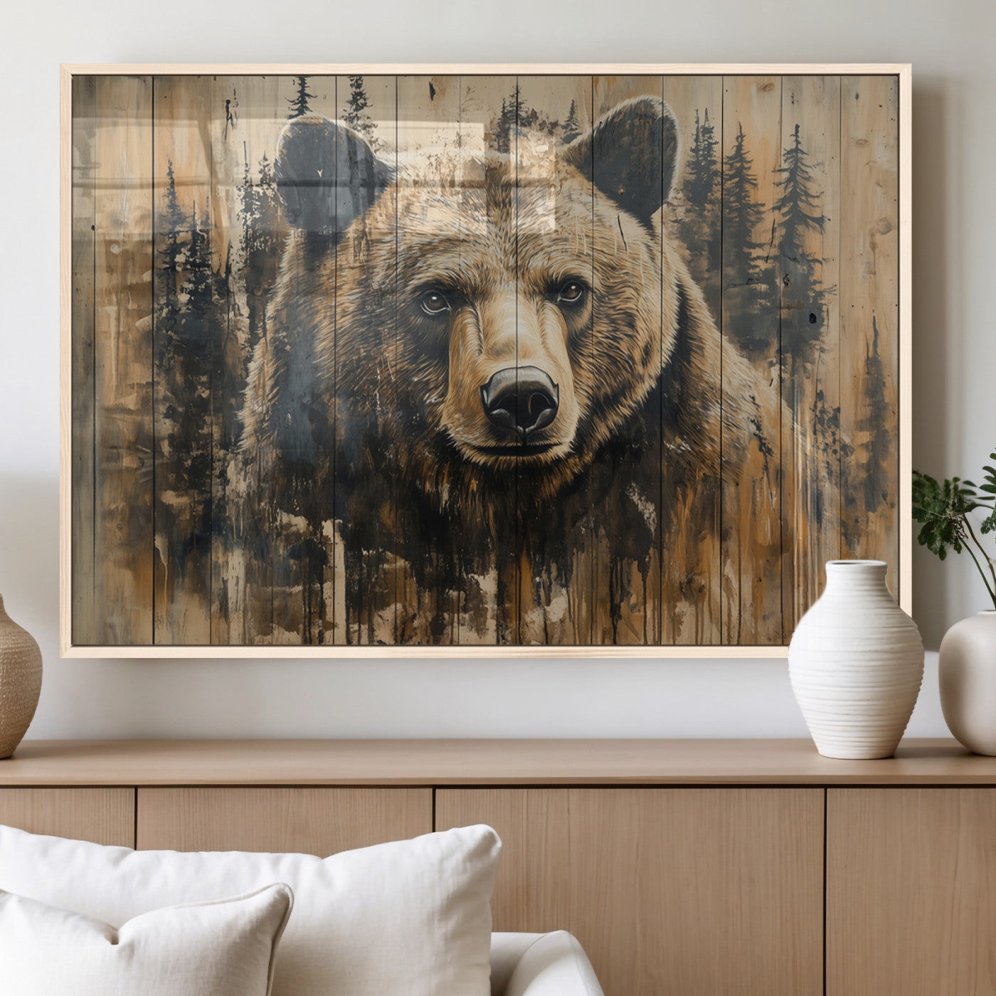 Majestic Grizzly 399 Bear Wall Art | 3-Panel Rustic Canvas