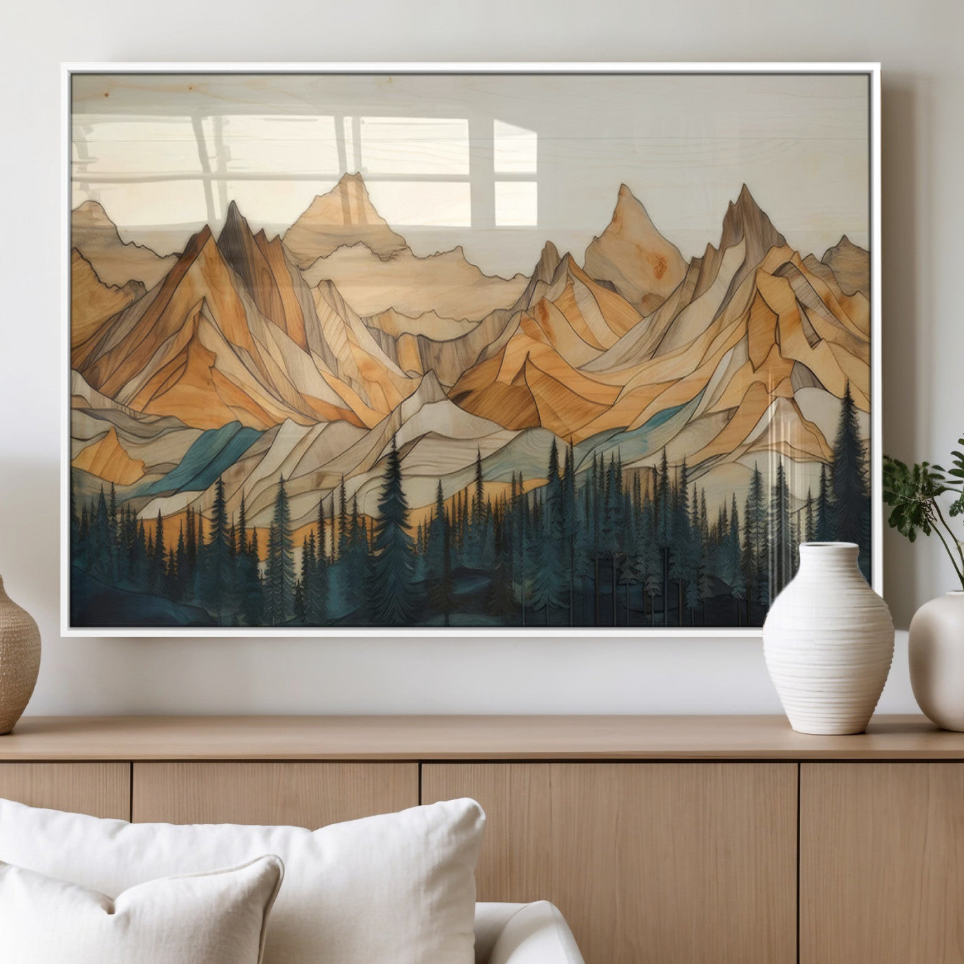Rustic Wood Mountain Wall Art Print | Triptych Giclee Print