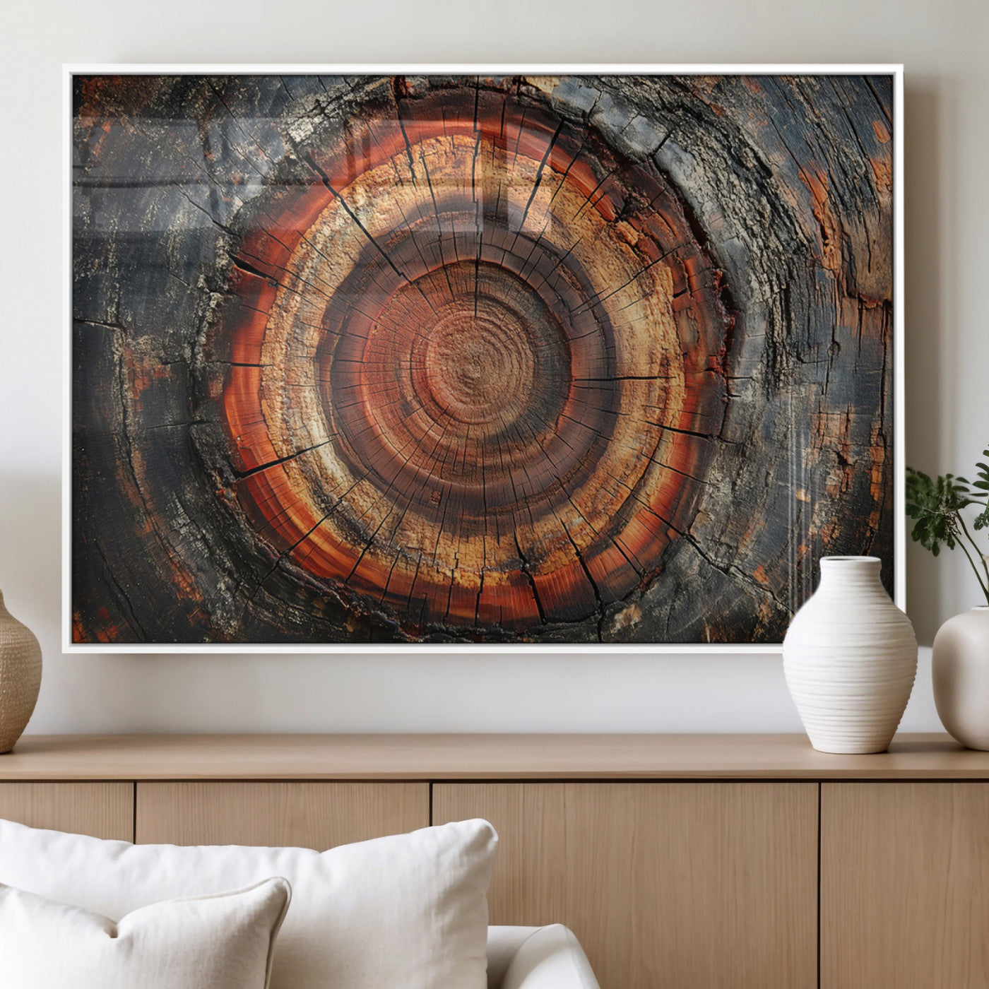 Wood Grain Canvas Wall Art - Framed Abstract Tree Ring