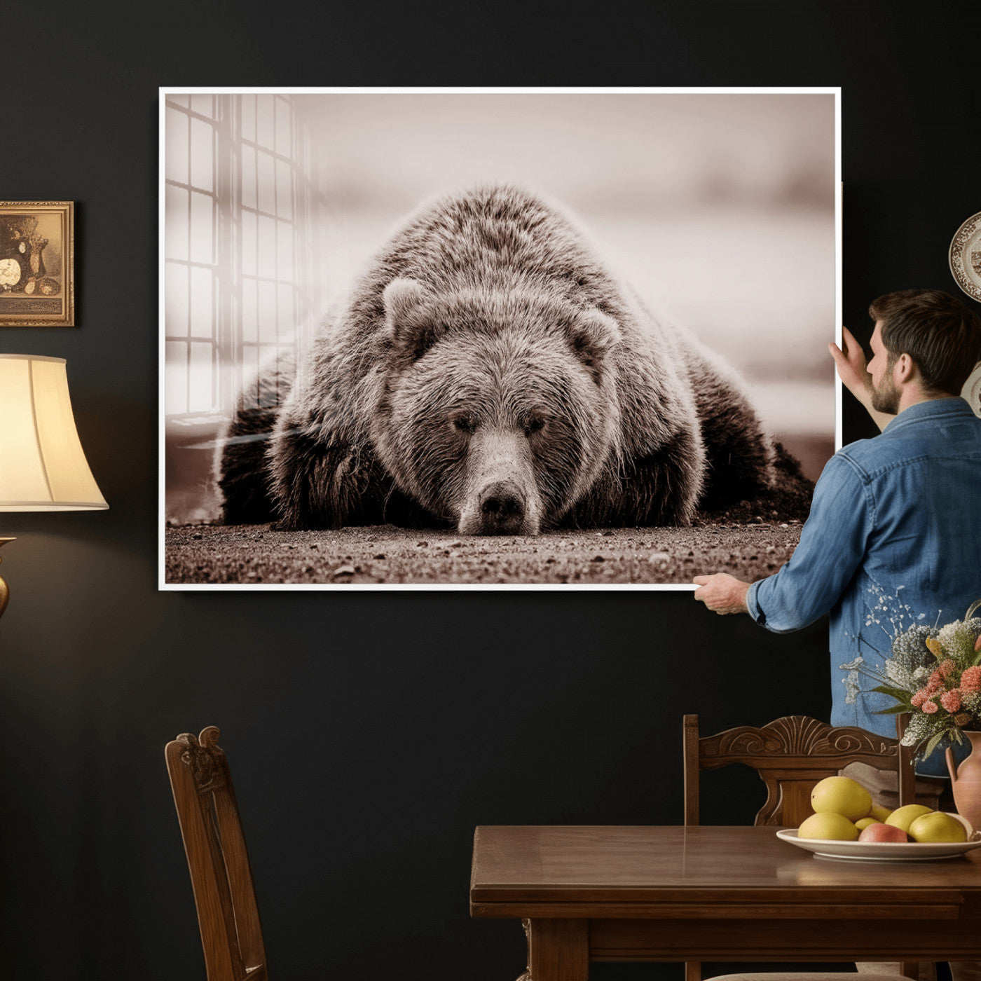 Grizzly Bear Wall Art Print - Bear Canvas Wall Art - Rustic