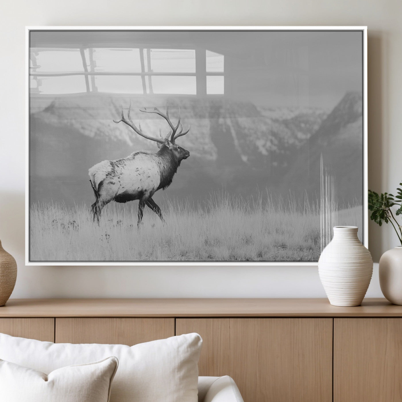 Elk Photography Wall Art Canvas Print, Framed Mountain