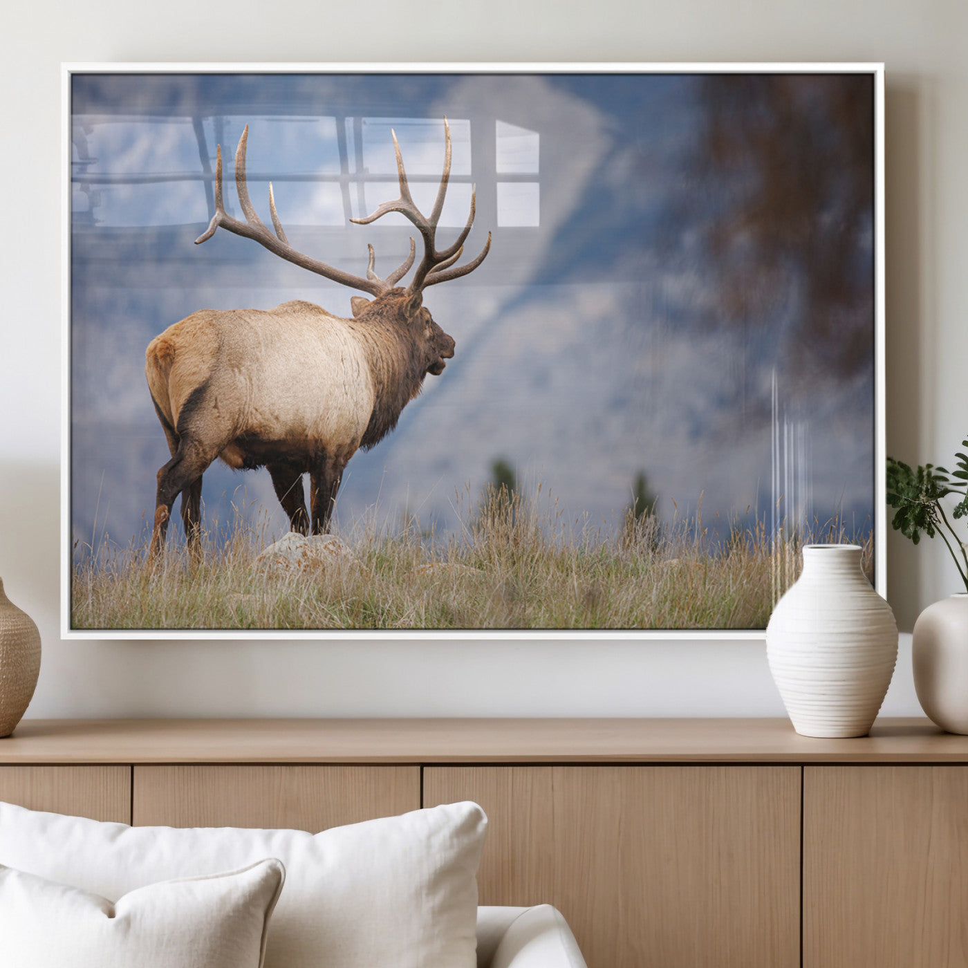 Mountain Elk Wall Art Canvas Print – Framed Rustic Wildlife