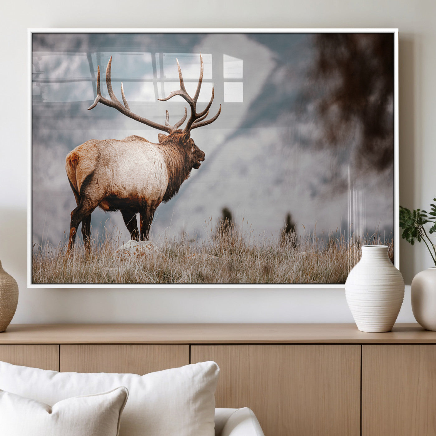 Elk Photography Wall Art Canvas Print – Framed Mountain