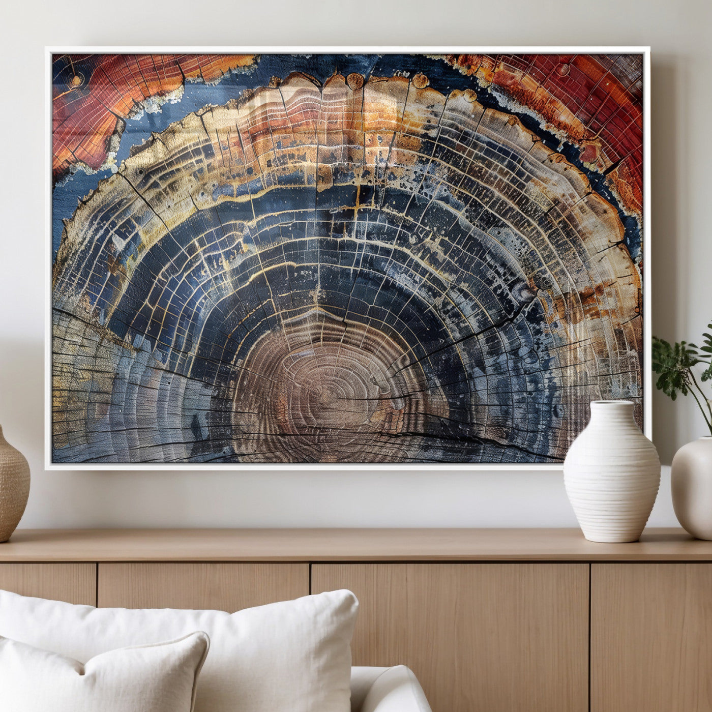 Tree Rings Wall Art Canvas Print – Framed Wood Art Picture