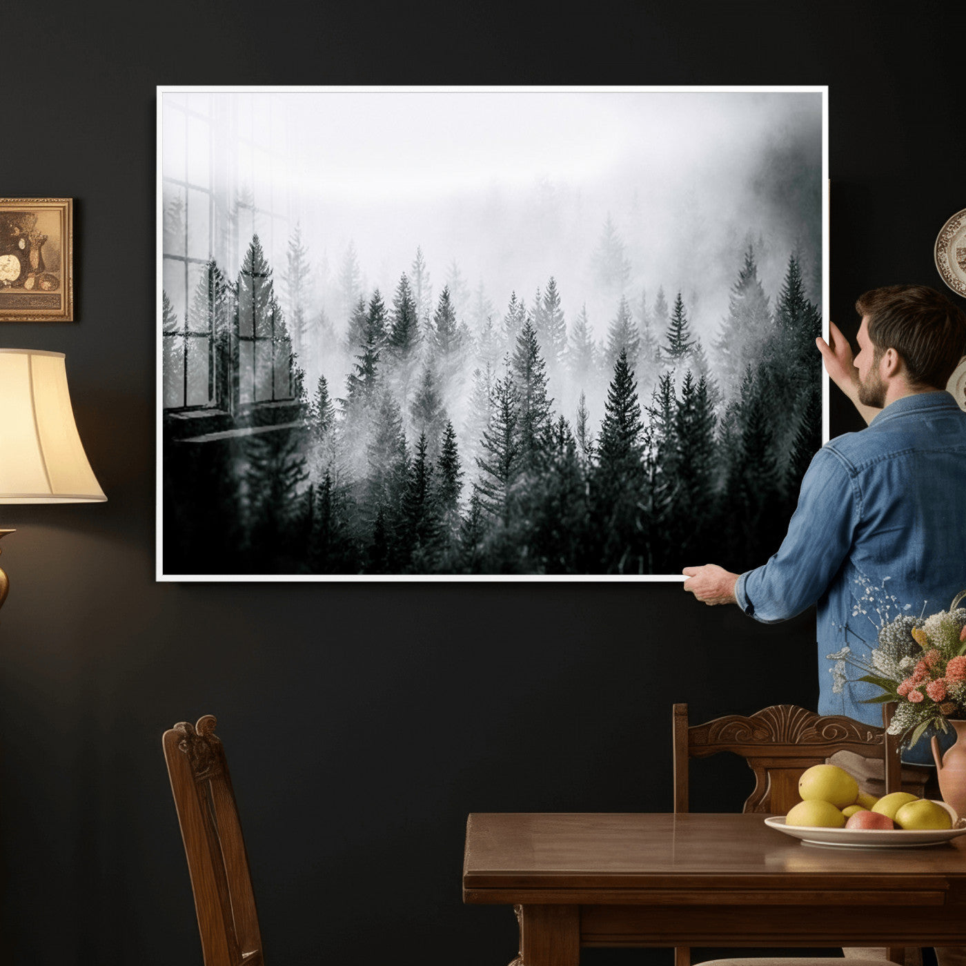Foggy Forest Wall Art Canvas Print – Mountain Woodland