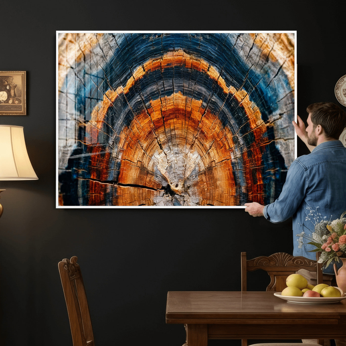 Abstract Wood Grain Canvas Print, Tree Ring Pattern Wall