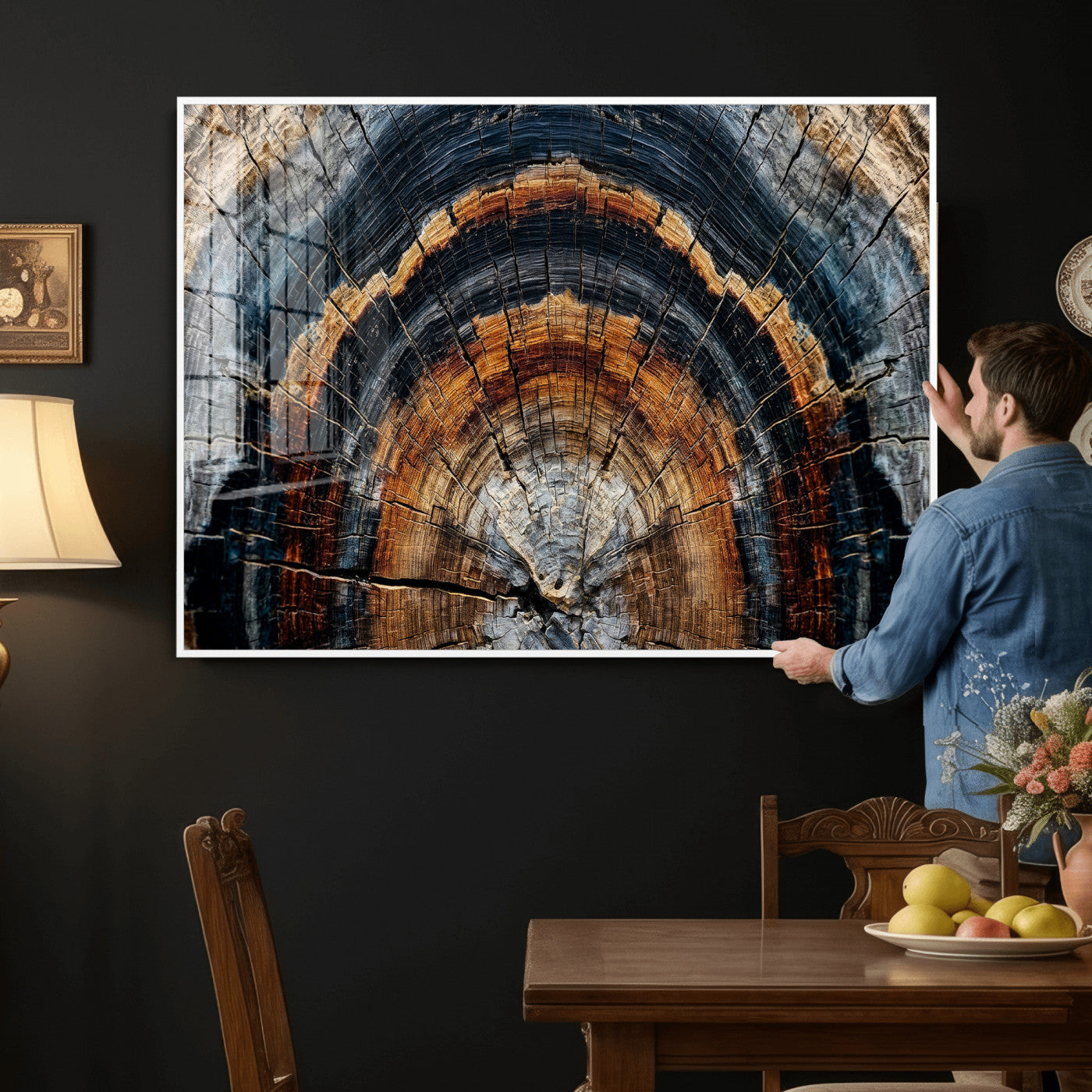 Abstract Wood Grain Canvas Print, Tree Ring Pattern Wall