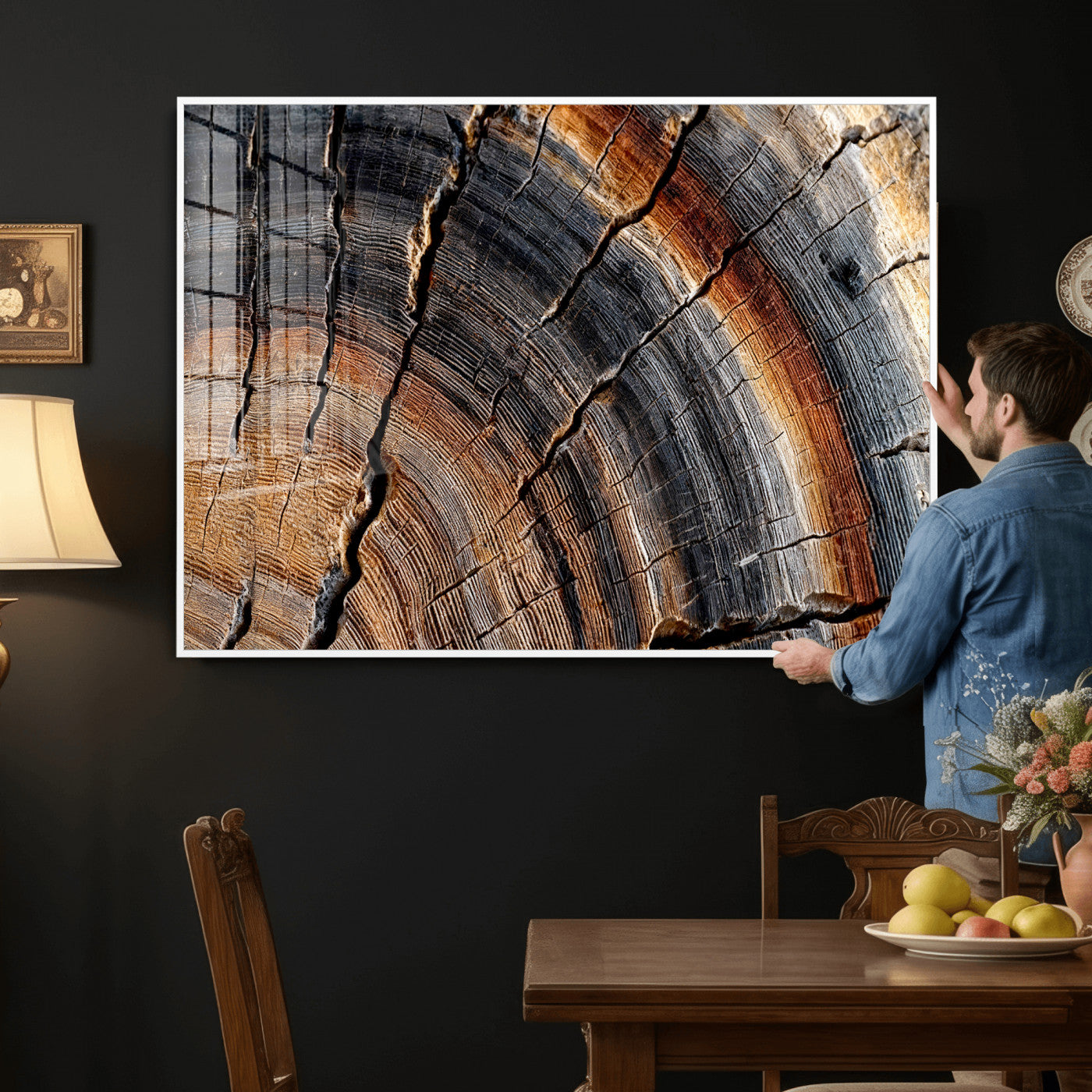 Abstract Tree Ring Wall Art Print – Natural Rustic Wood